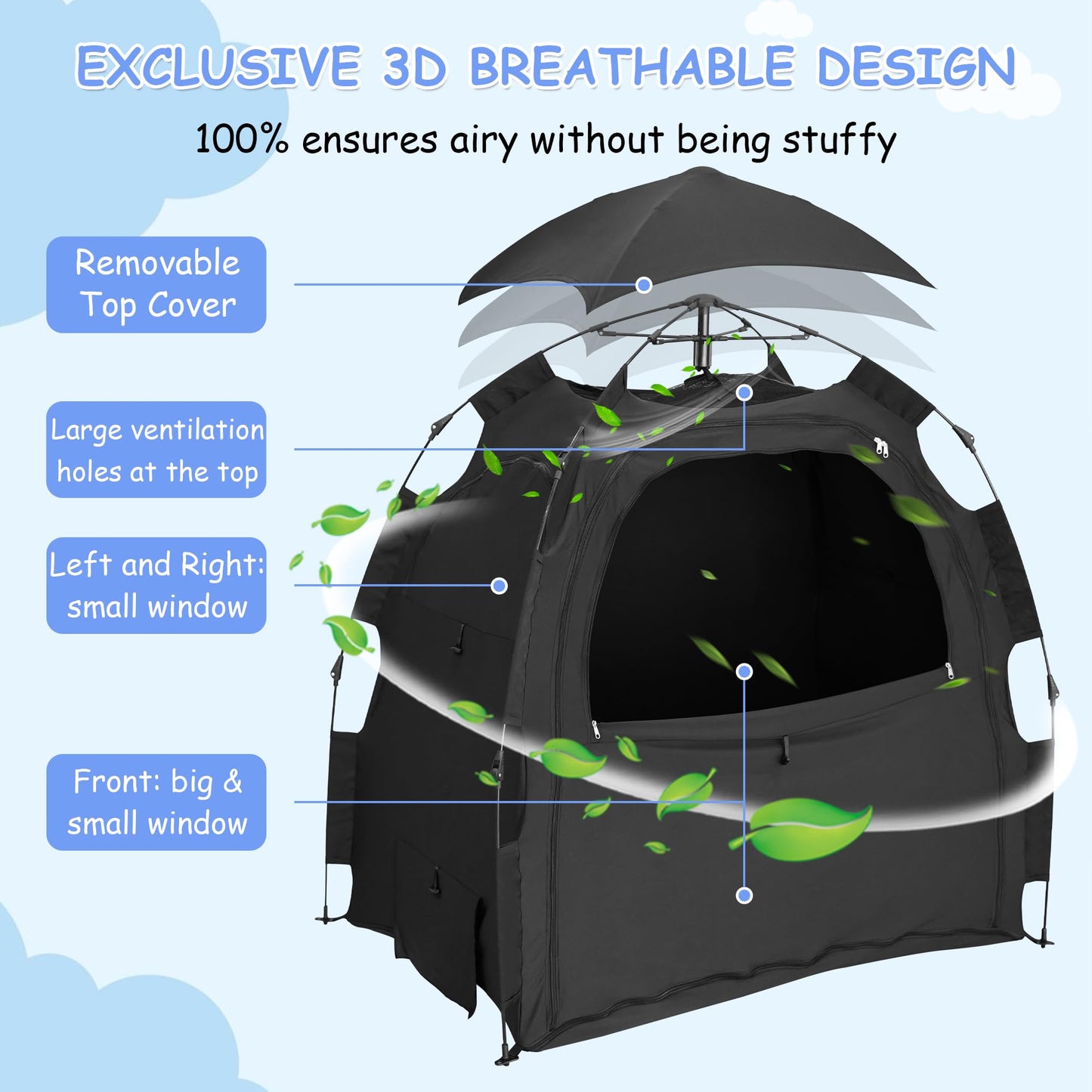 YABORAS Sleep Tent for Pack N Play – Private Light-Blocking Baby Sleep Pod
