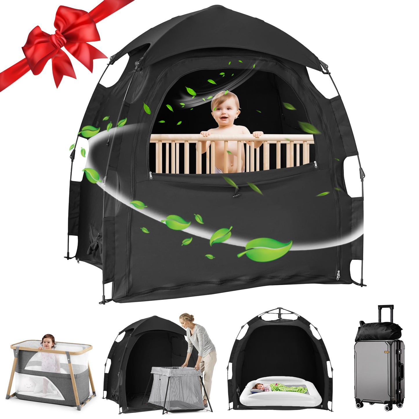 YABORAS Sleep Tent for Pack N Play – Private Light-Blocking Baby Sleep Pod