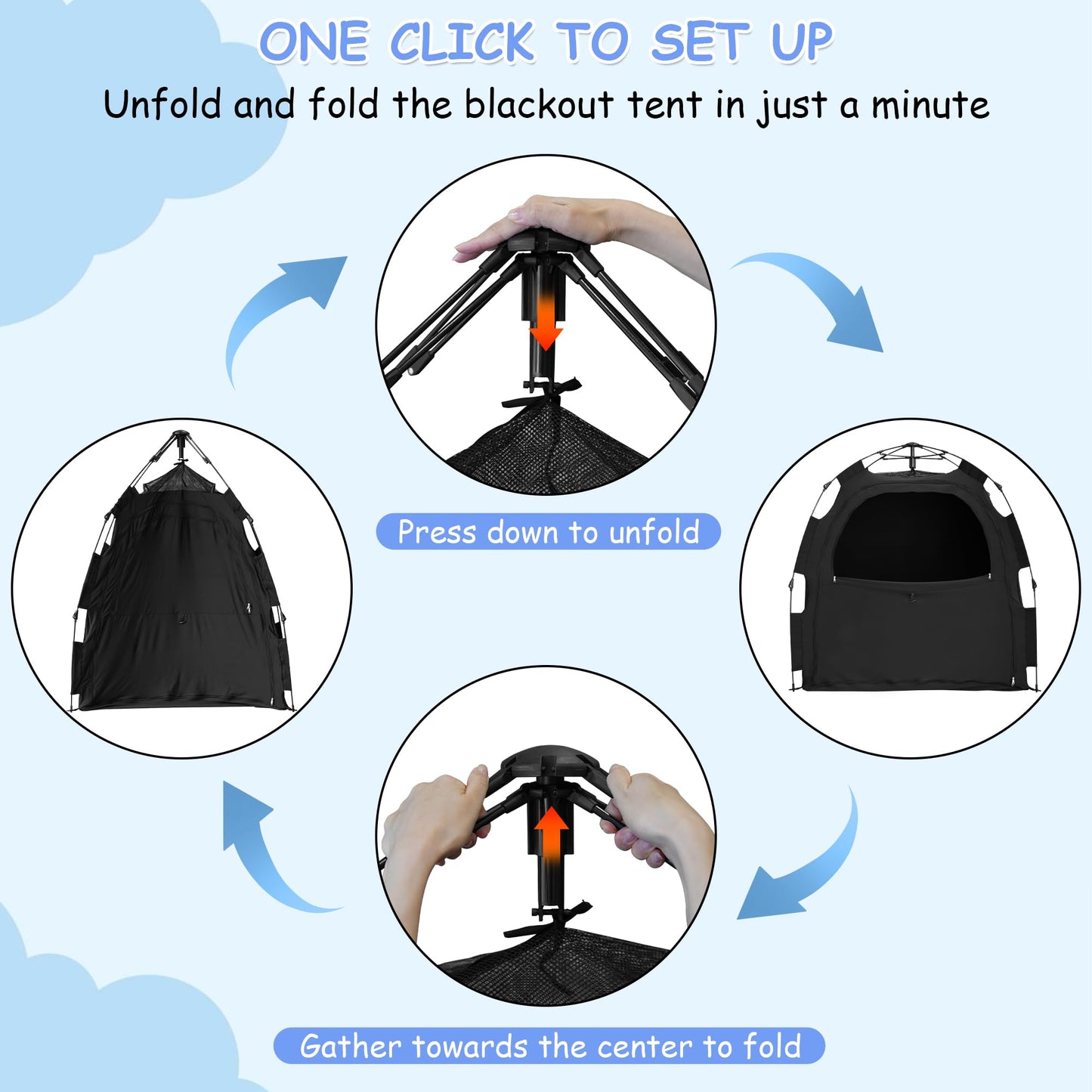 YABORAS Sleep Tent for Pack N Play – Private Light-Blocking Baby Sleep Pod