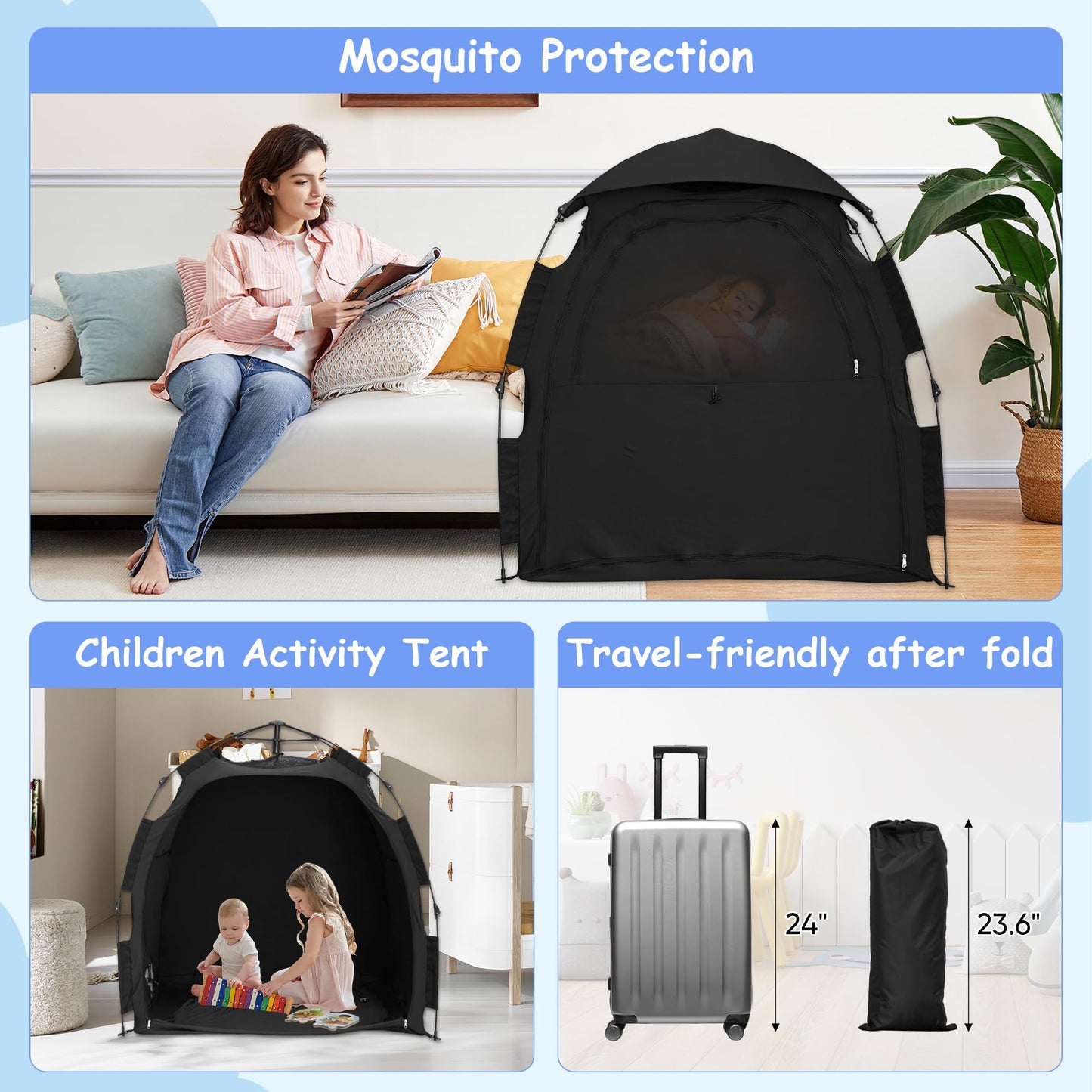 YABORAS Sleep Tent for Pack N Play – Private Light-Blocking Baby Sleep Pod