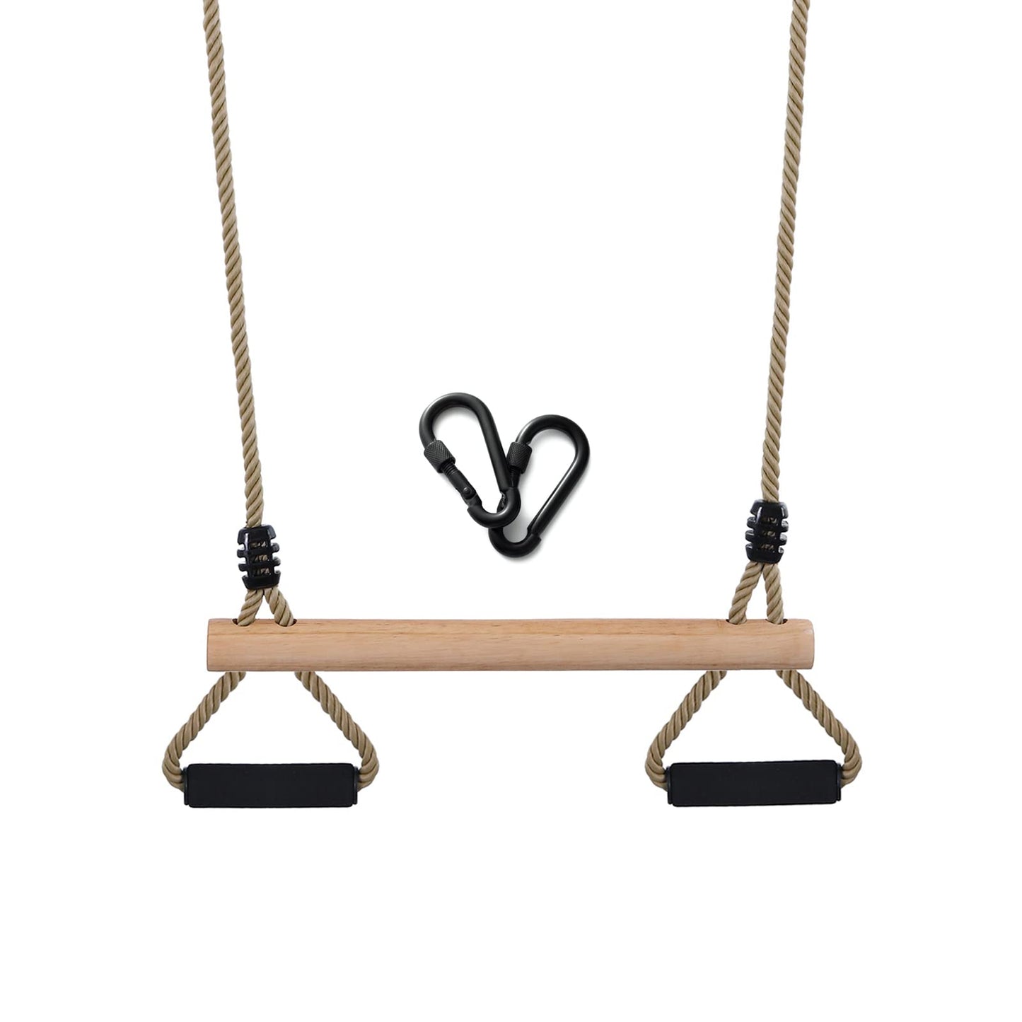 YAERSI Wooden Trapeze Swing Bar with Gym Rings – Indoor & Outdoor Play