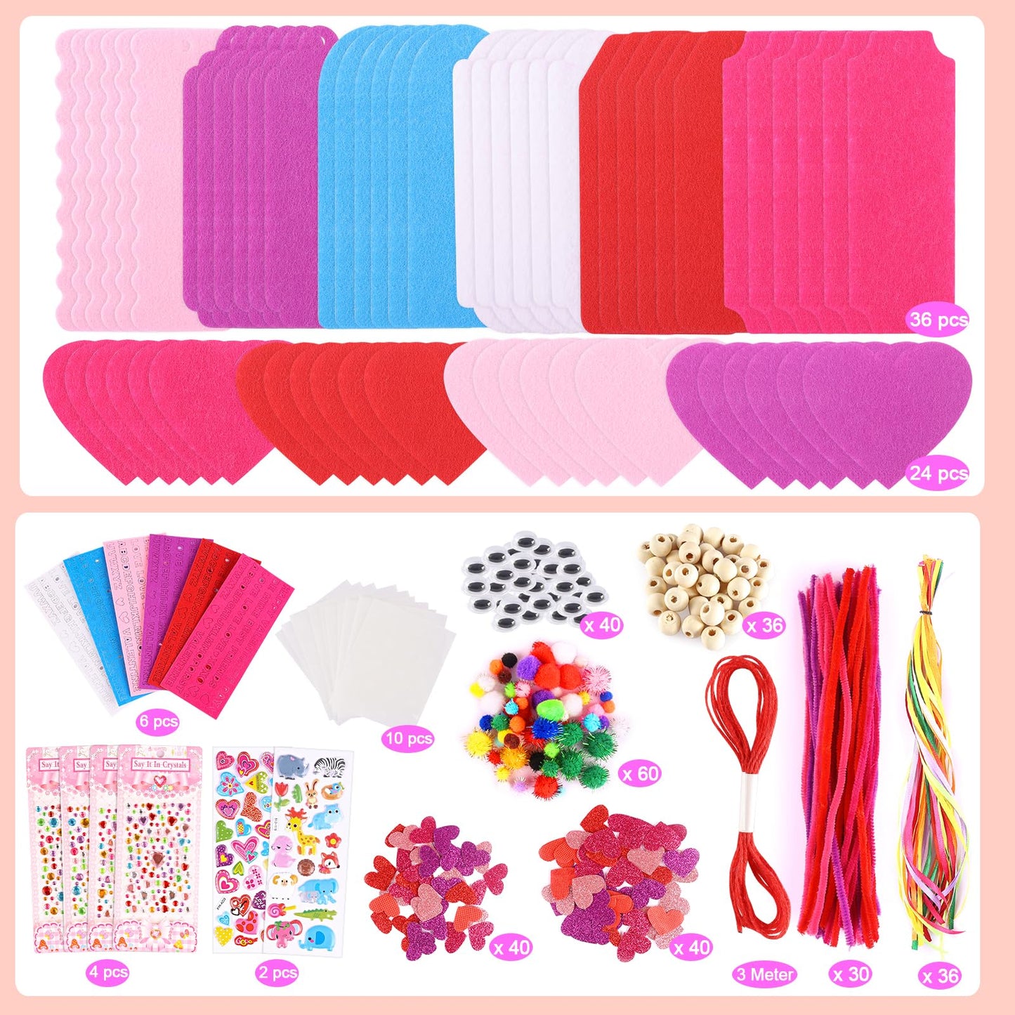 Valentine's Day Gifts for Kids – 401 PCS Craft Kit with DIY Bookmarks & Hearts | yafeite
