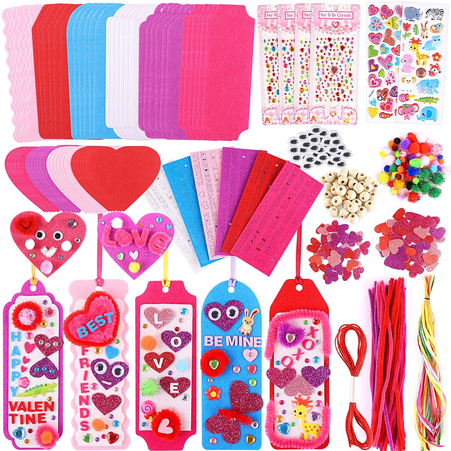 Valentine's Day Gifts for Kids – 401 PCS Craft Kit with DIY Bookmarks & Hearts | yafeite