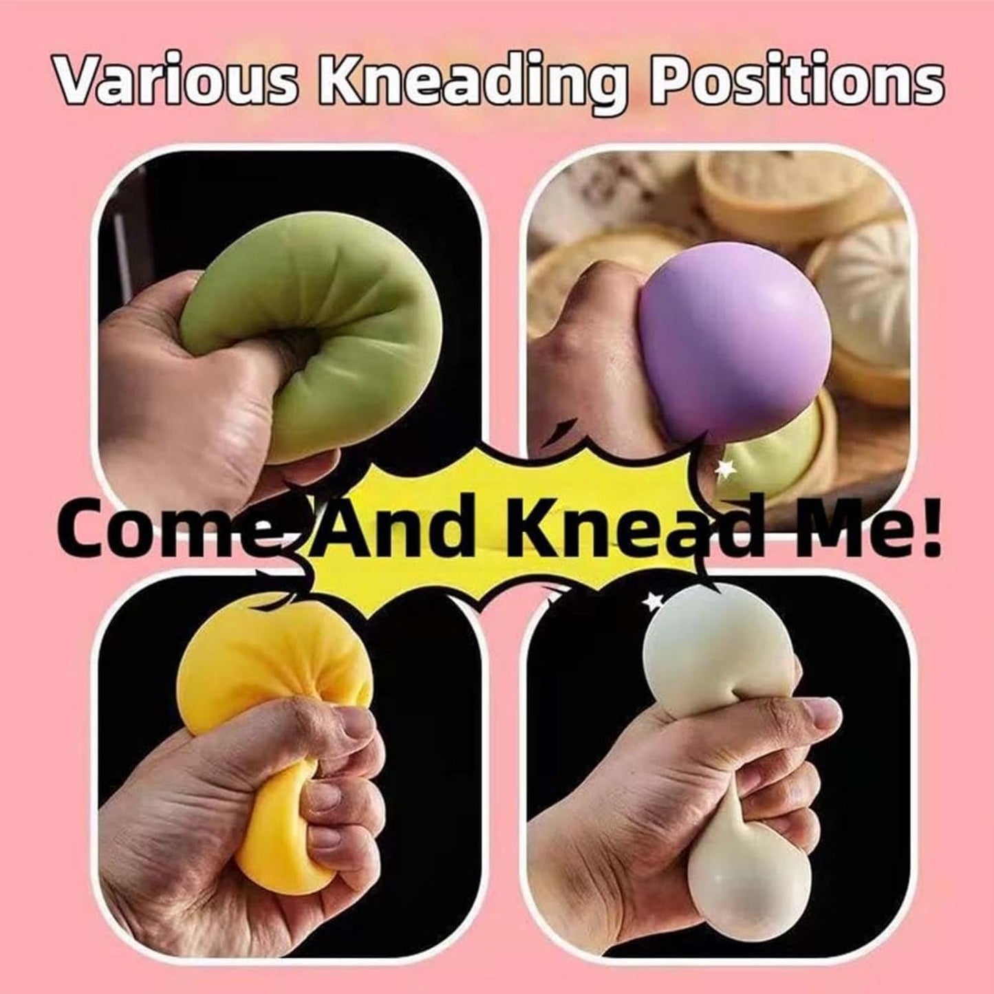YAGUAN 4PCS Glitter Dumpling Squishy – Rainbow Fidget for Stress Relief and Focus (Small)
