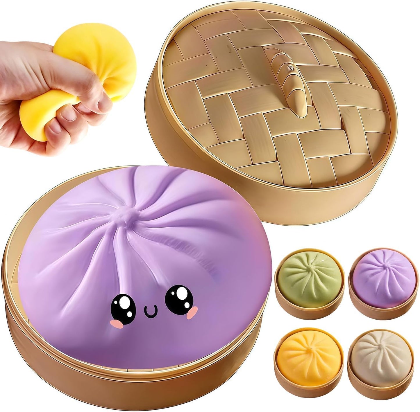 YAGUAN Squishy Dumpling Purple - Large Anxiety Relief Squeeze Toy for Adults & Kids
