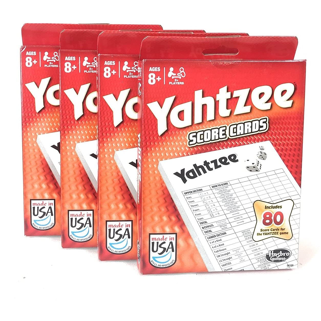 Yahtzee 80-Sheet Score Cards - 4 Pack | Score Cards for Yahtzee Game Night