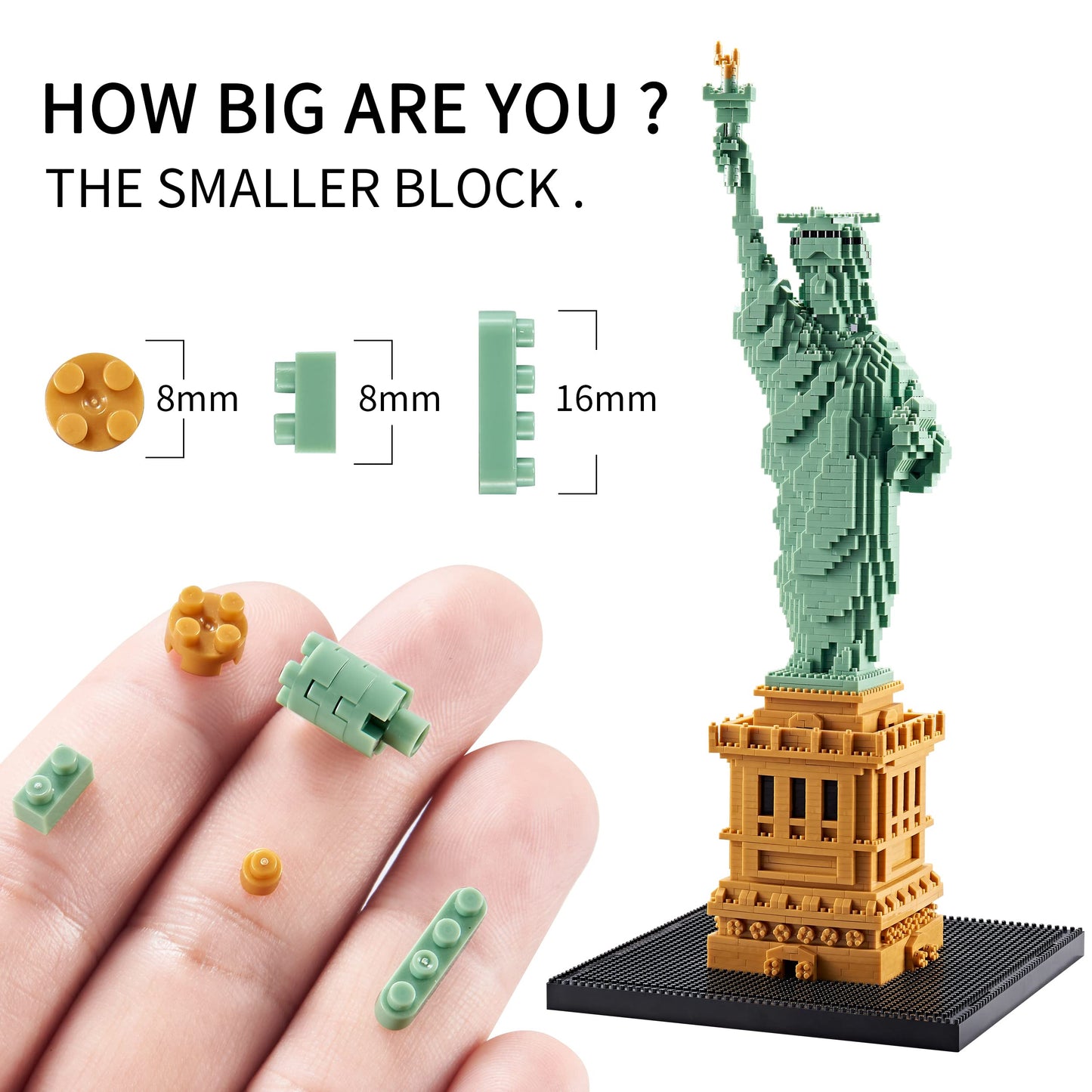 YaJie Statue of Liberty Mini Blocks Set – 2810 PCS, Educational Architecture Kit for Teens & Adults