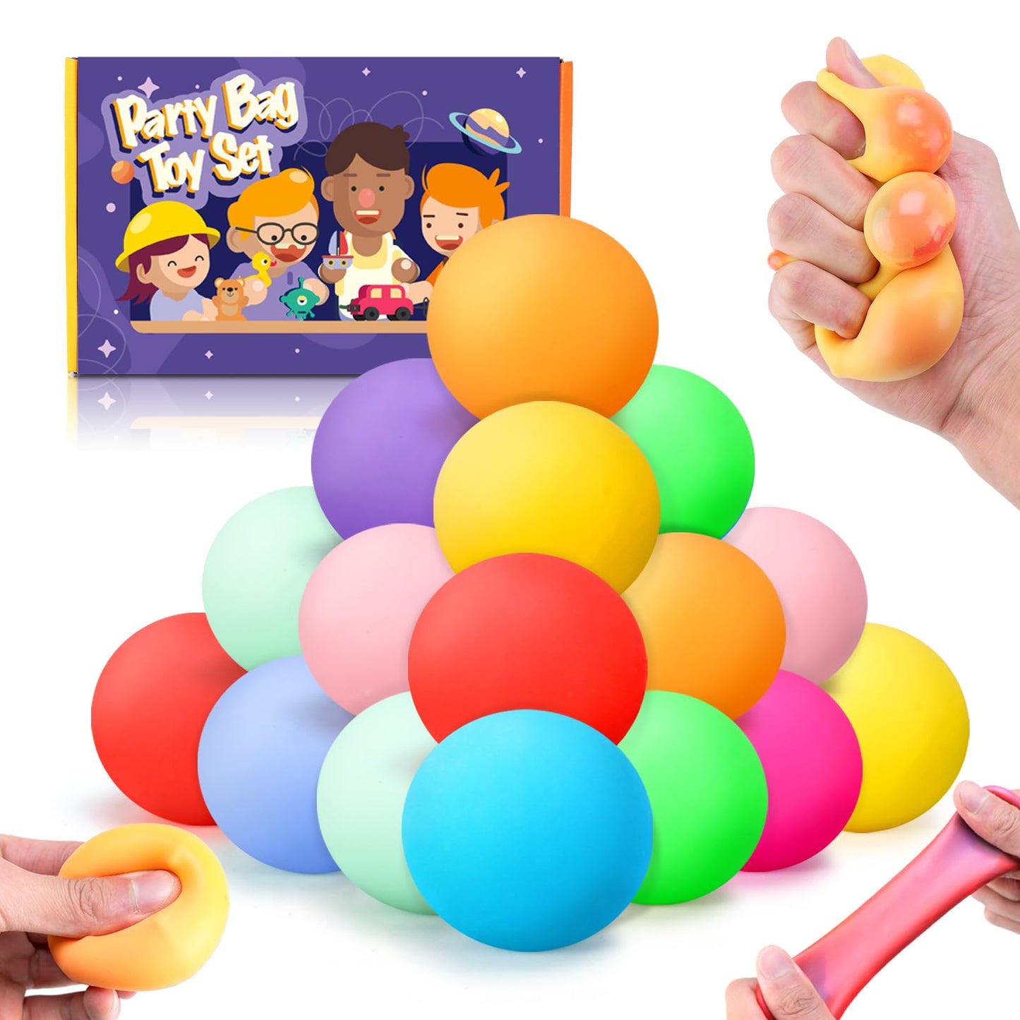 YAKHAN 24Pcs Slow Rising Color-Changing Stress Balls – Fidget Sensory Toys for Kids & Adults