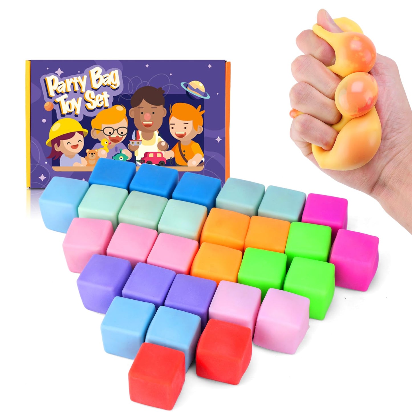 YAKHAN 24PCS Color-Changing Stress Cube – Portable, Slow-Rebound Squeeze Toys