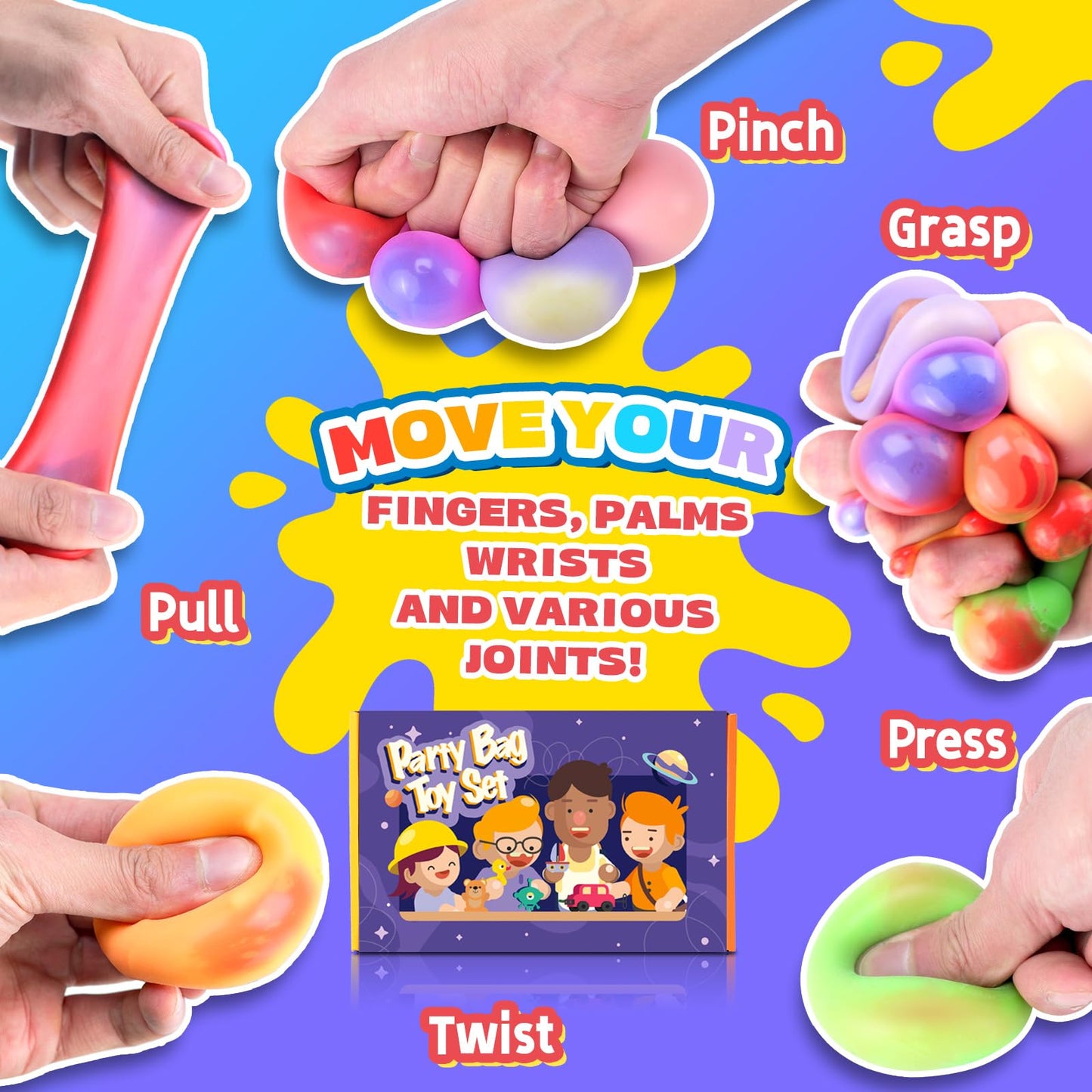 YAKHAN 24Pcs Slow Rising Color-Changing Stress Balls – Fidget Sensory Toys for Kids & Adults