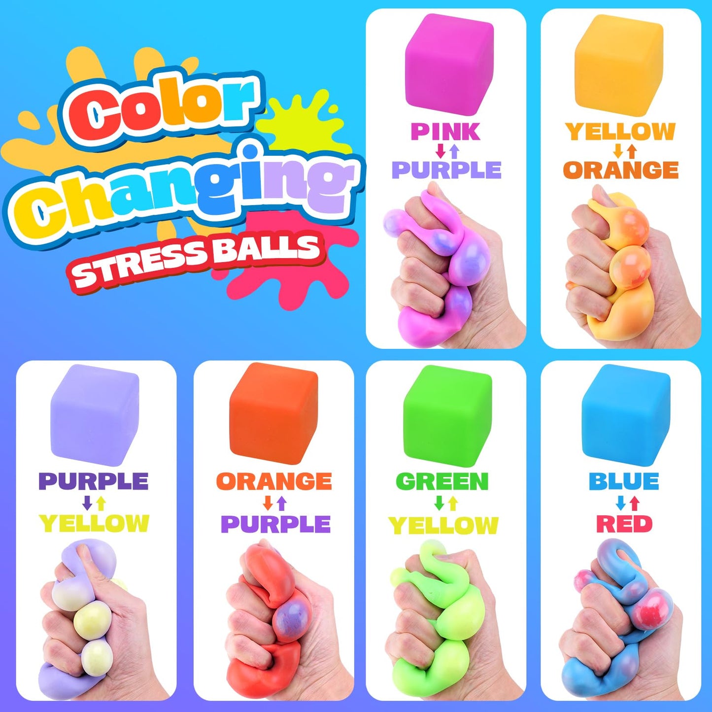 YAKHAN 24PCS Color-Changing Stress Cube – Portable, Slow-Rebound Squeeze Toys