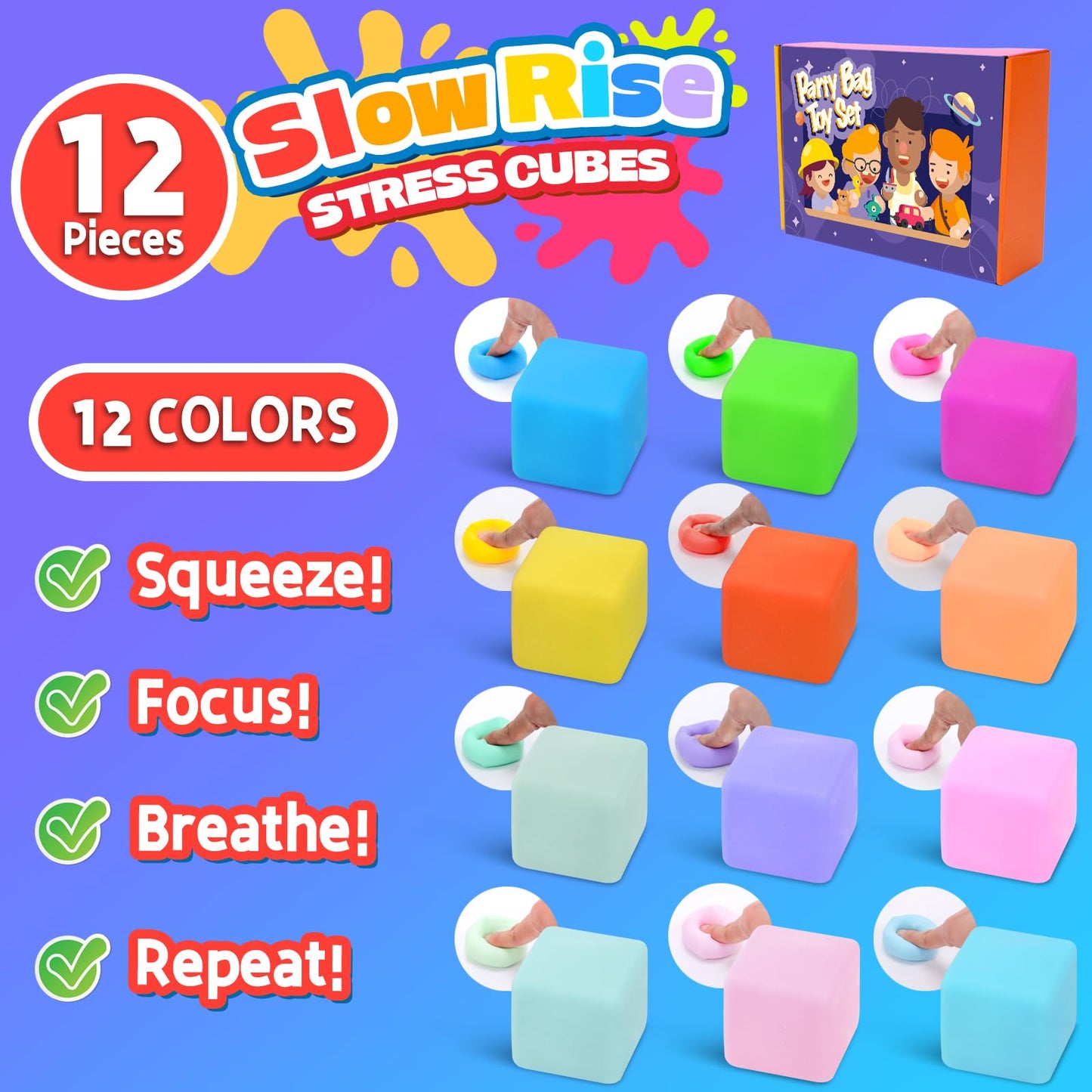 YAKHAN 24PCS Color-Changing Stress Cube – Portable, Slow-Rebound Squeeze Toys
