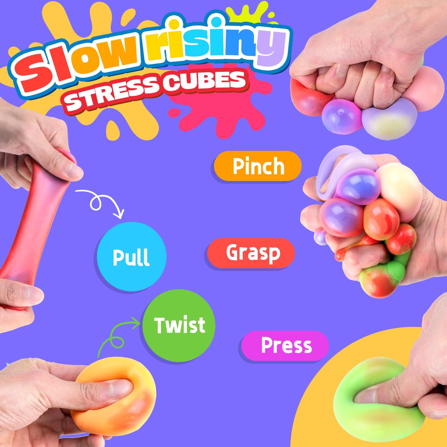 YAKHAN 24PCS Color-Changing Stress Cube – Portable, Slow-Rebound Squeeze Toys