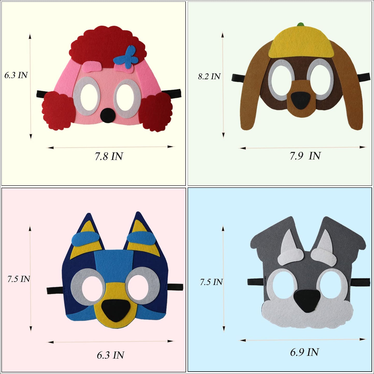 YALARY 24-Pack Blue Puppy Dog Felt Masks for Kids – Party Favors & Dress-Up Costumes