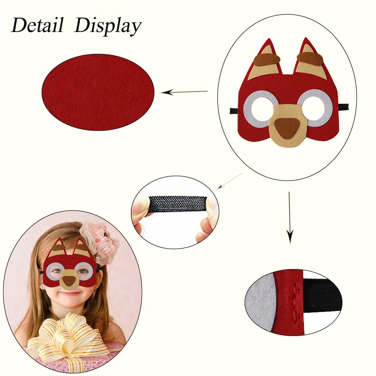 YALARY 24-Pack Blue Puppy Dog Felt Masks for Kids – Party Favors & Dress-Up Costumes
