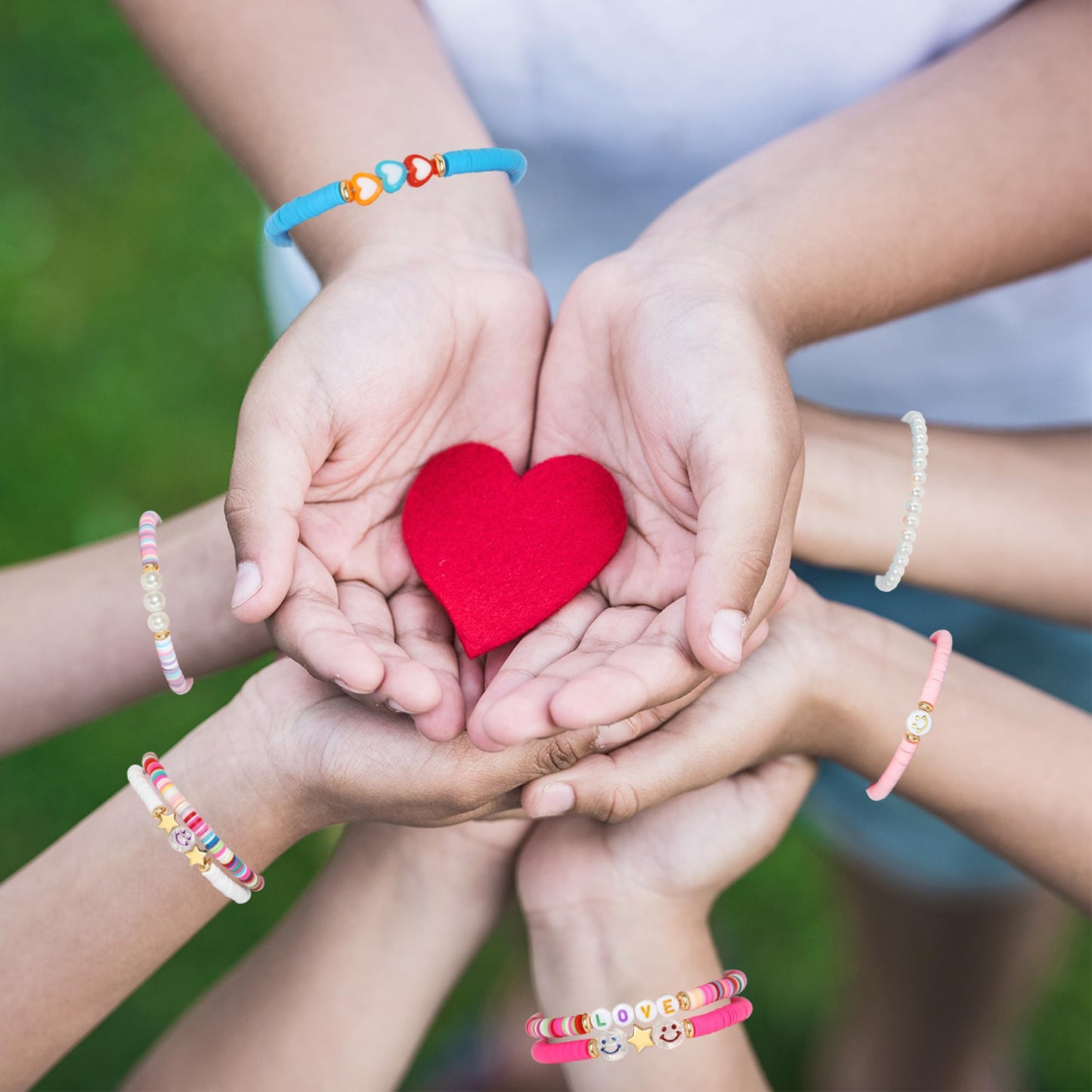 YALASOBA Colorful Smile Heart Star Bracelets Set | Y2K Beaded Jewelry