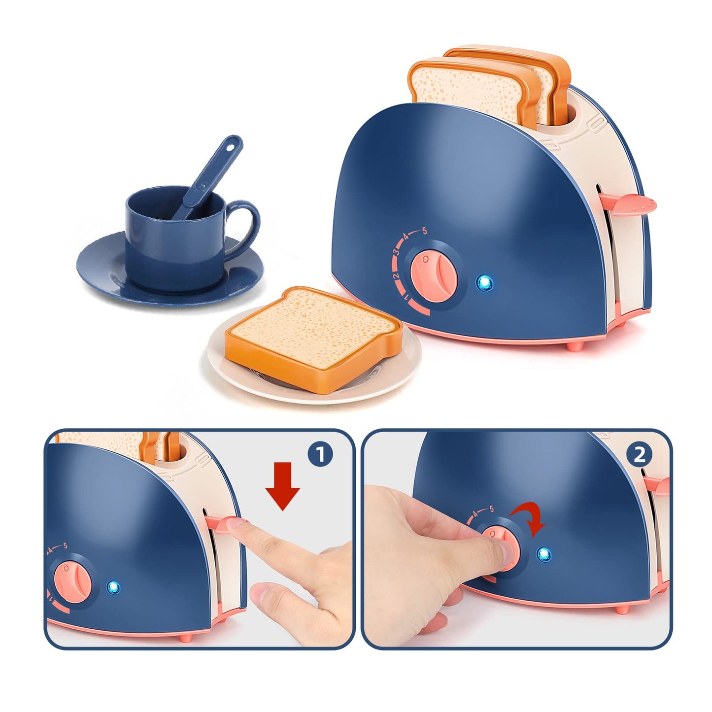 Yalujumb Pretend Play Kitchen Appliances Toy Set — Coffee Maker, Blender, Mixer & Toaster
