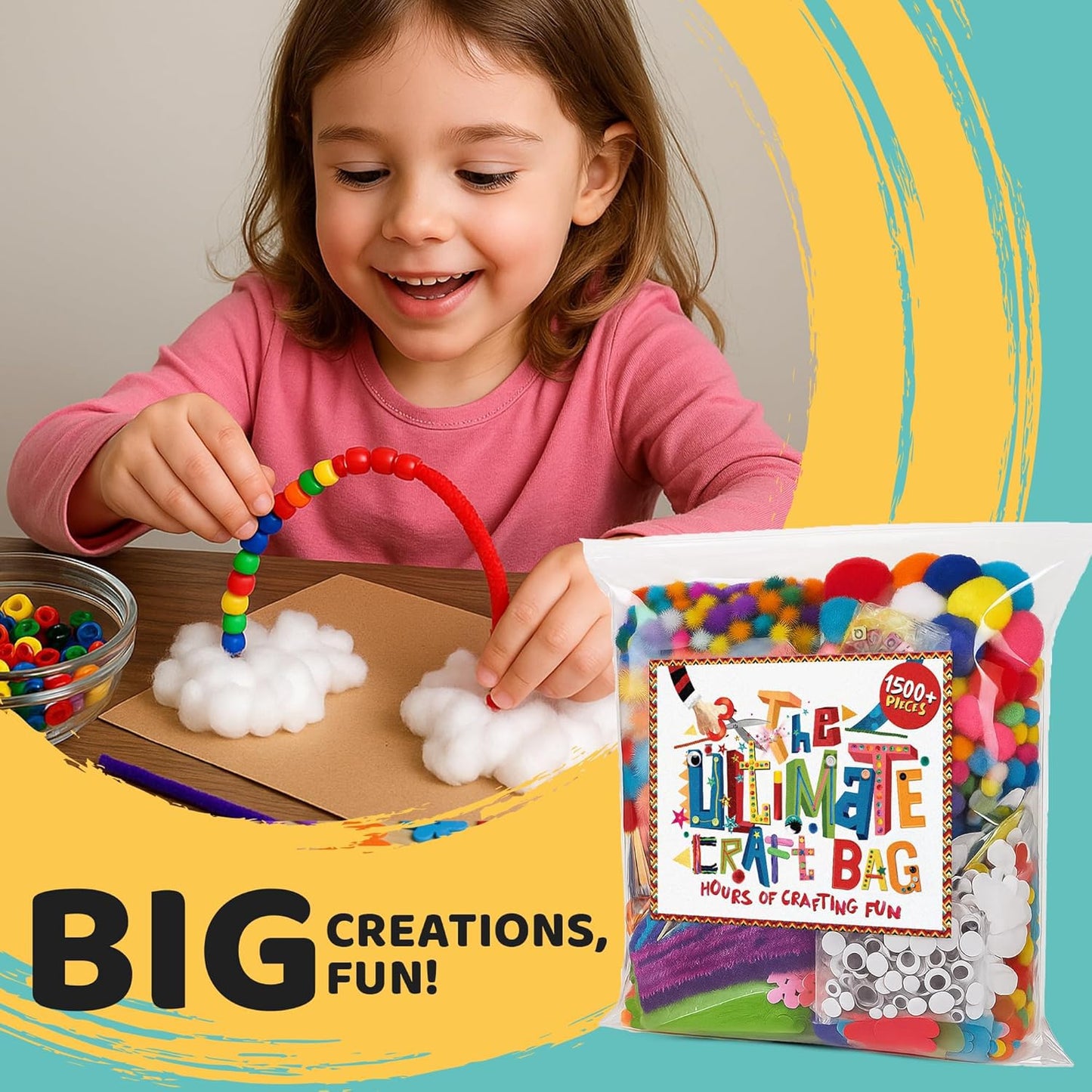 Yameer Arts & Crafts Supplies for Kids – All-in-One DIY Art Kit with 1500+ Pieces