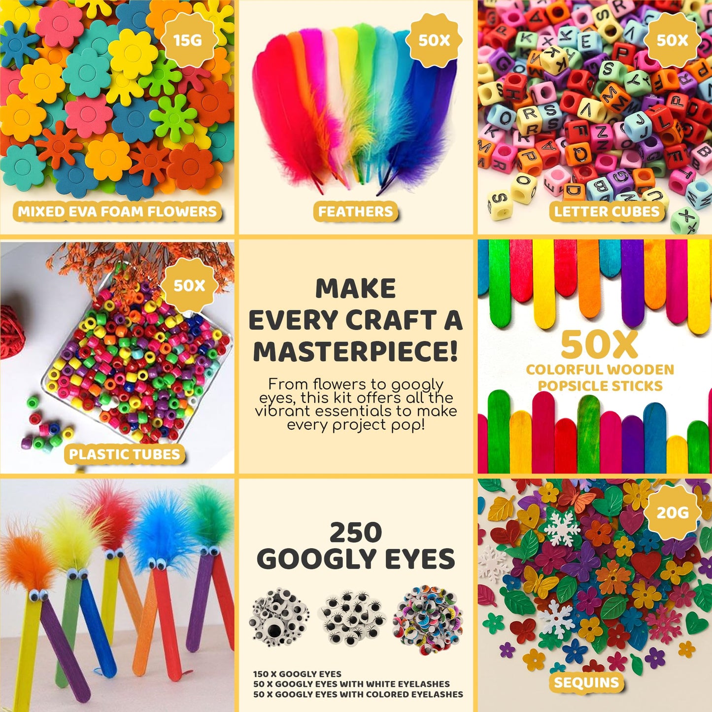 Yameer Arts & Crafts Supplies for Kids – All-in-One DIY Art Kit with 1500+ Pieces