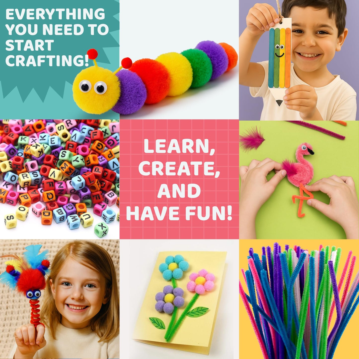 Yameer Arts & Crafts Supplies for Kids – All-in-One DIY Art Kit with 1500+ Pieces