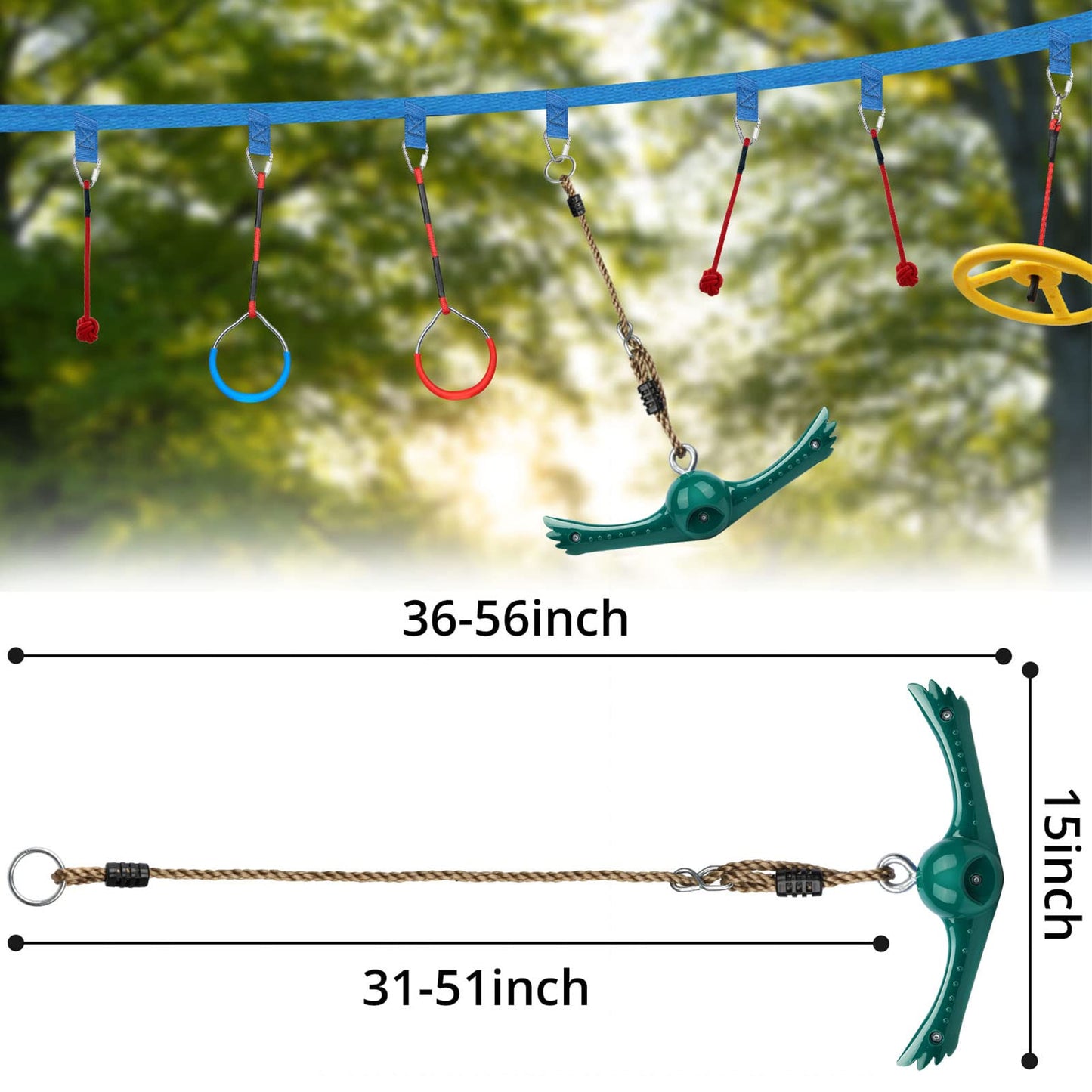 YAMIPROBI Swing Spins Set — 360-degree Twist-Spin Ninja Swing for Backyard Play