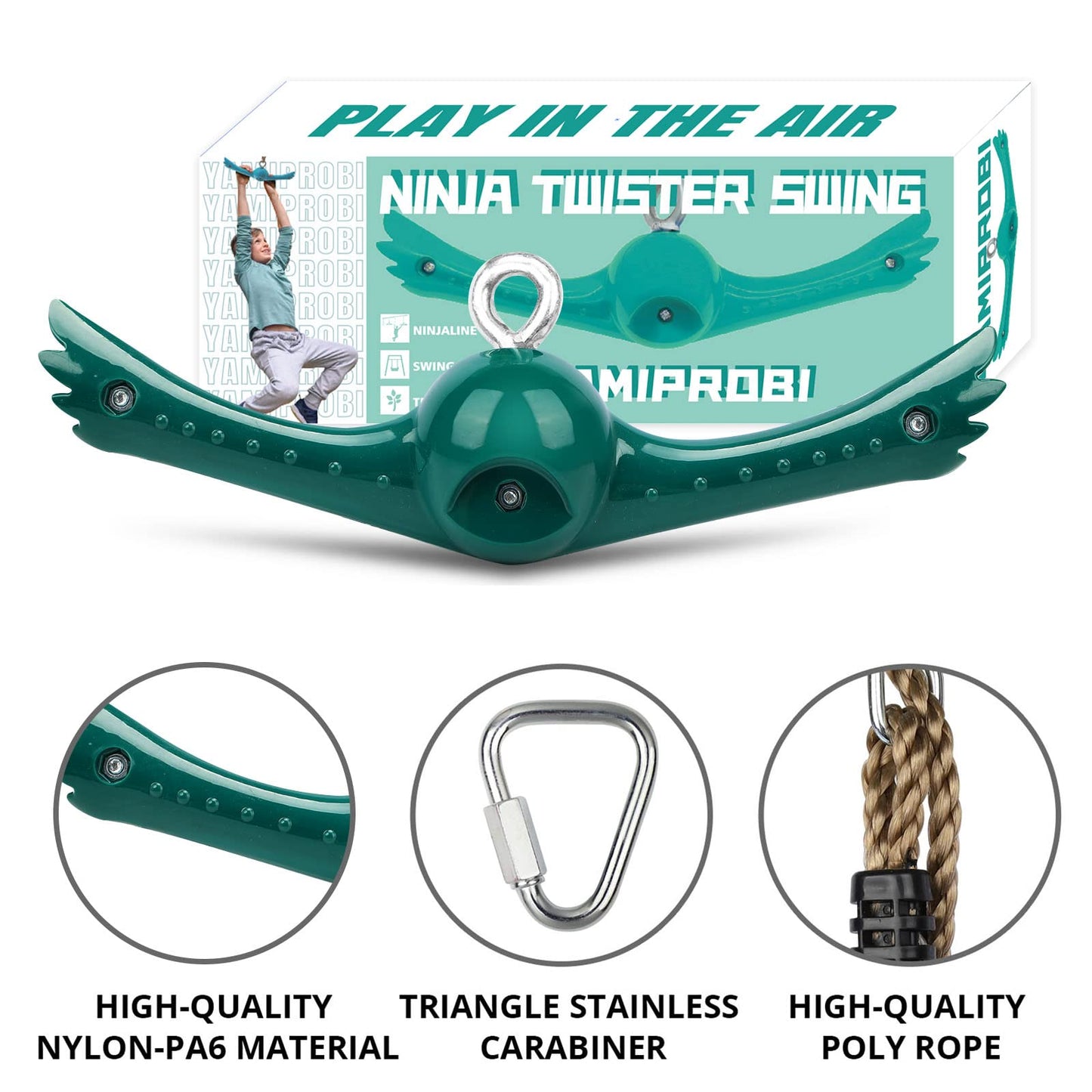 YAMIPROBI Swing Spins Set — 360-degree Twist-Spin Ninja Swing for Backyard Play