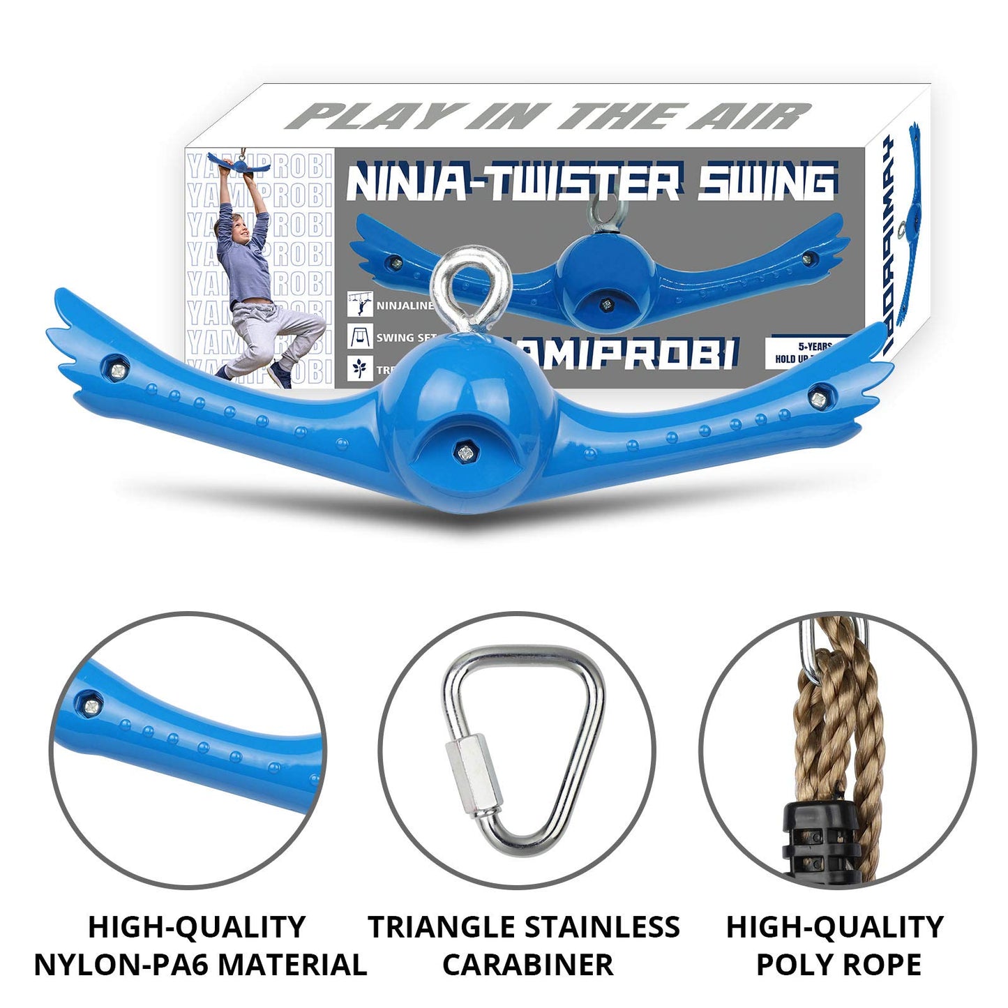 YAMIPROBI Ninja-Twister Swing Spins Set — 360° Handle Twist-Spin Toy for Playground & Backyard