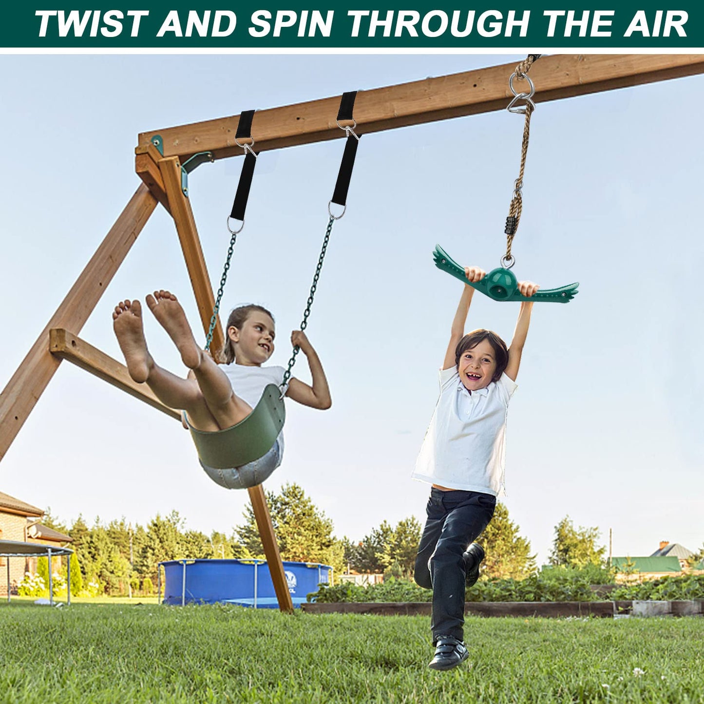 YAMIPROBI Swing Spins Set — 360-degree Twist-Spin Ninja Swing for Backyard Play