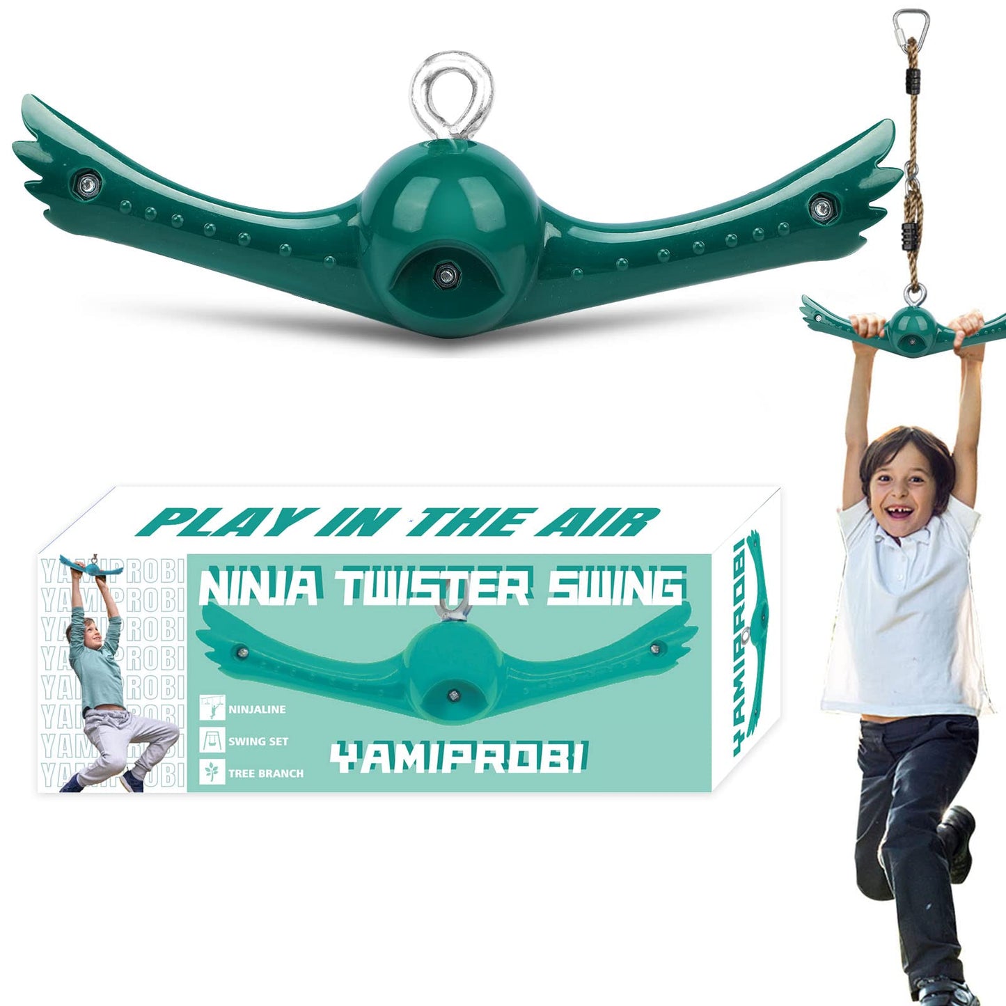 YAMIPROBI Swing Spins Set — 360-degree Twist-Spin Ninja Swing for Backyard Play