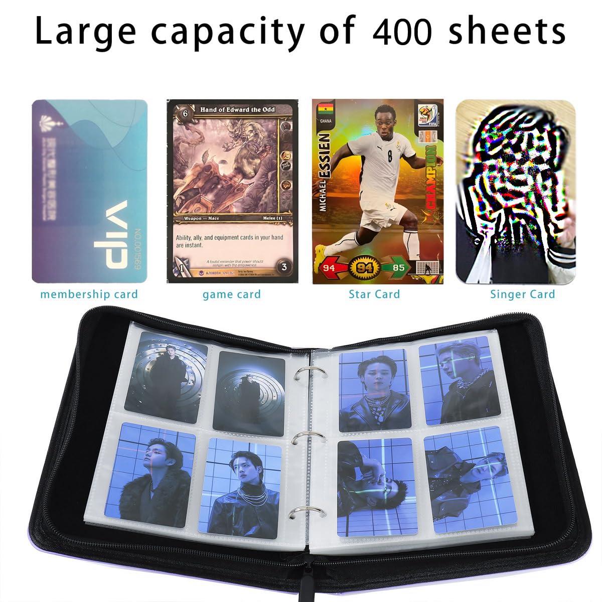 YANENG Photocards Binder 400 Pockets – Premium PU Leather Album for Army Card Collectors