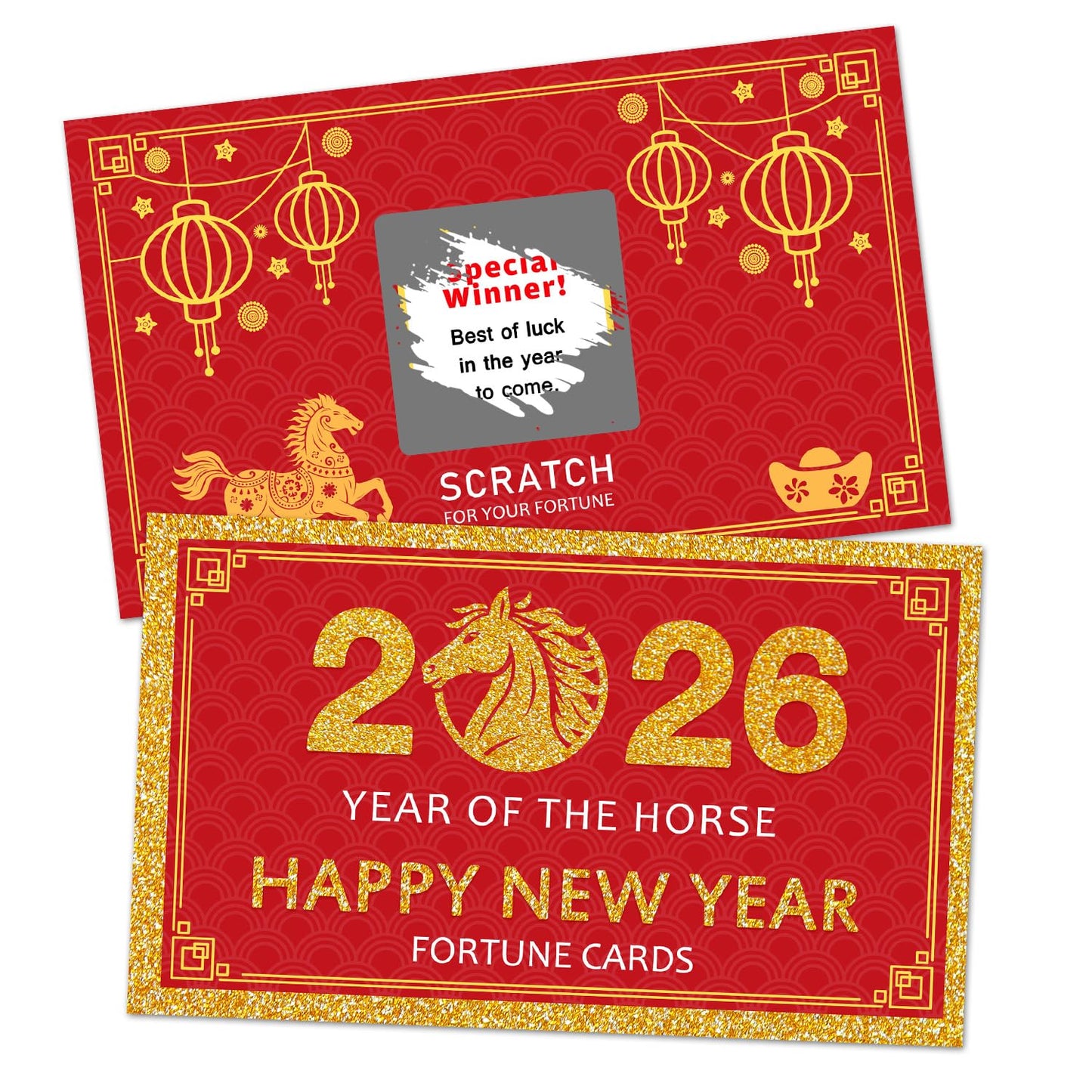 Yangmics Direct Chinese New Year 2026 Year of the Horse Scratch-Off Fortune Cards – 30 Count