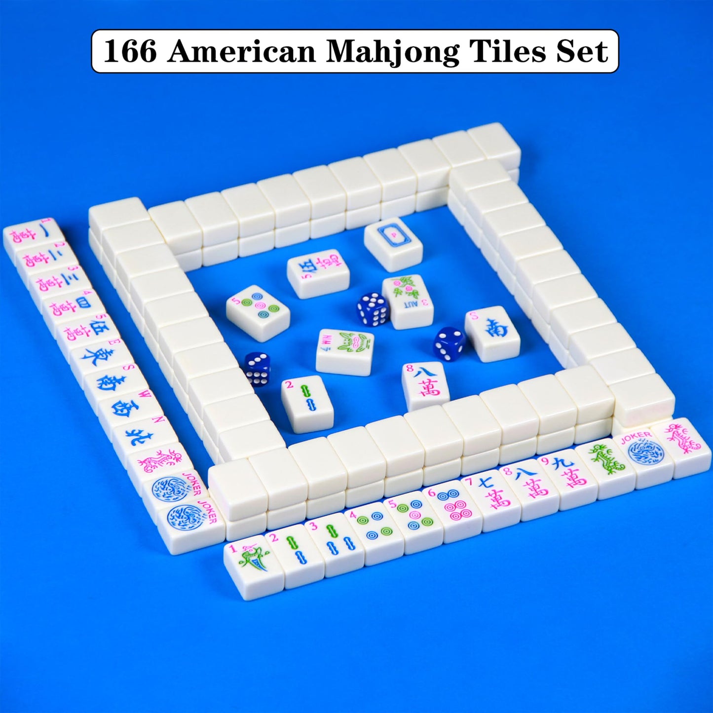 YANMEIYA American Mahjong Set 166 Tiles — 1.2-Inch Mahjong Game