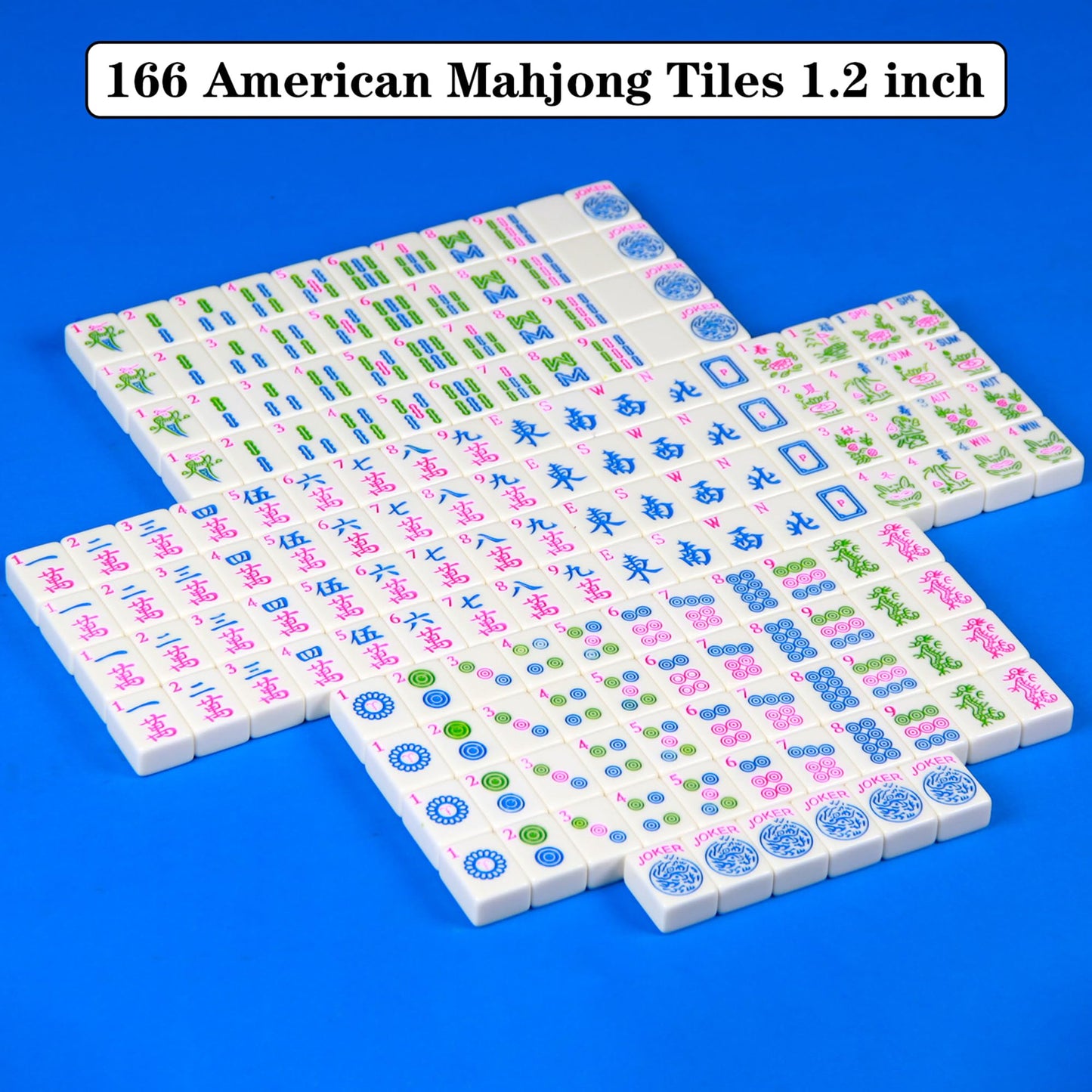 YANMEIYA American Mahjong Set 166 Tiles — 1.2-Inch Mahjong Game