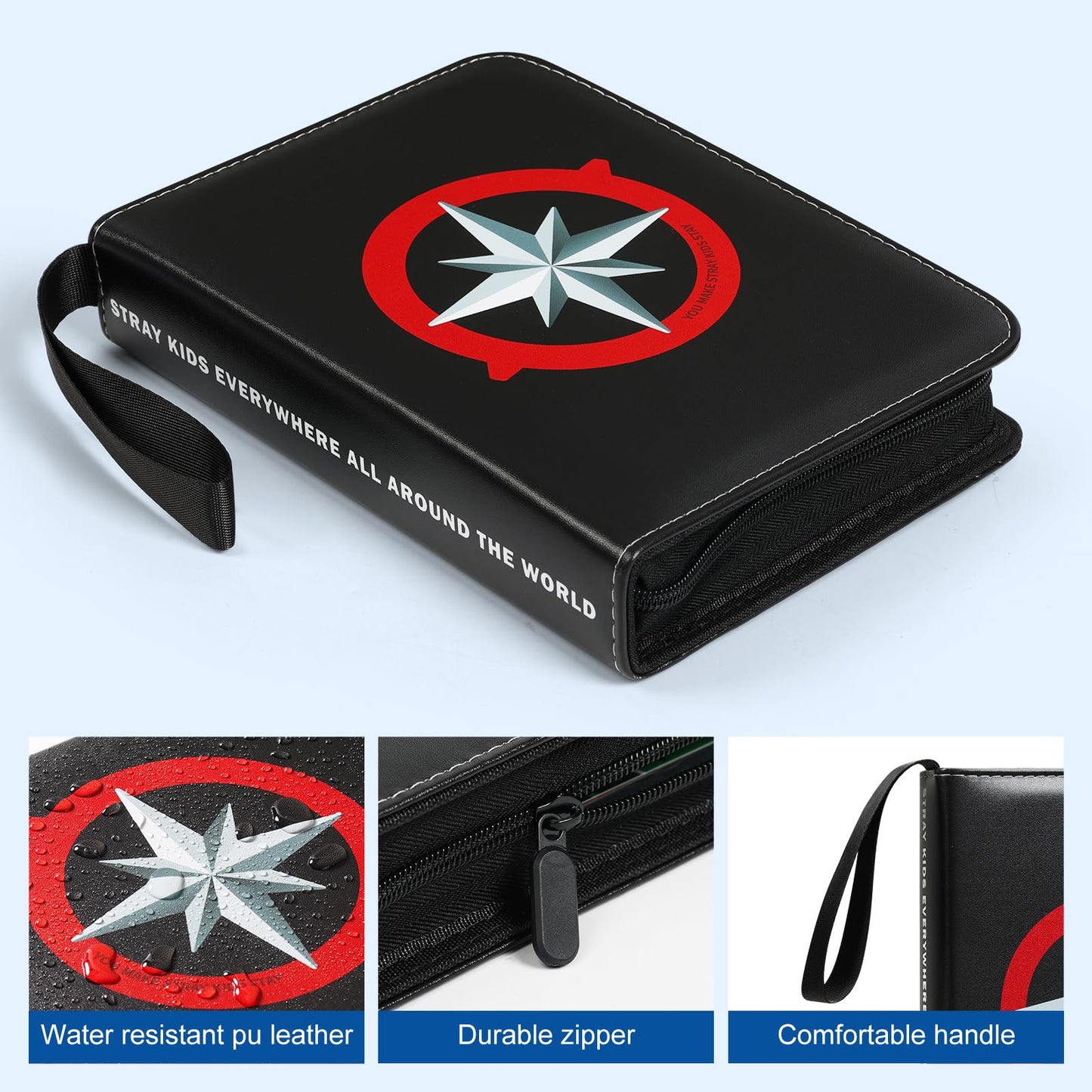 Yanmzmin Stray Photocards Binder — 400-Pocket PU Leather Photo Card Album for Stay Fans