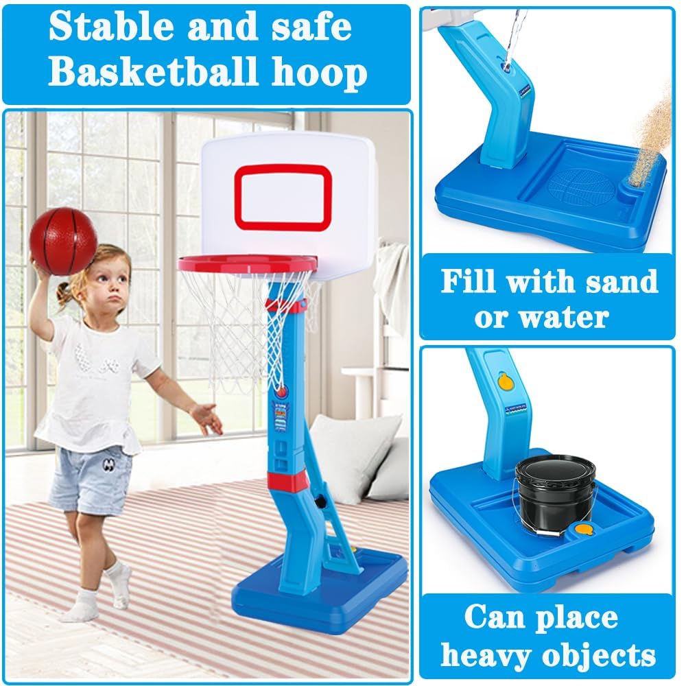 YAOASEN Toddler Basketball Hoop – Adjustable, Portable Indoor/Outdoor Poolside Play