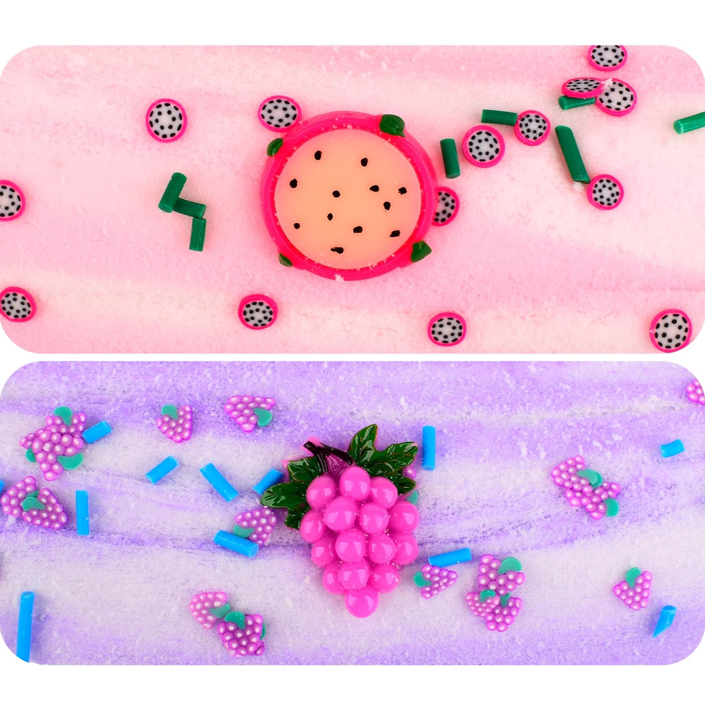 Yaobilei 2 Pack Cloud Slime Kit – Pink Pitaya & Purple Grape Slime with Charms