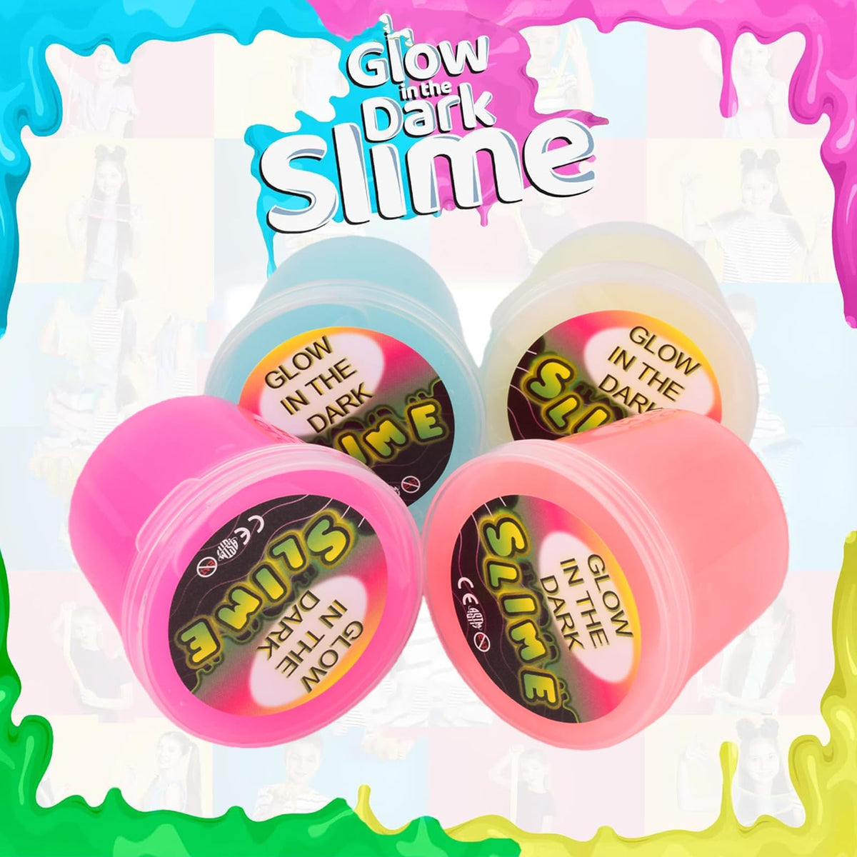 Yaobilei Glow in The Dark Slime Kit (12 Pack) with Axolotl Charms | Non-Toxic, Mess-Free Play