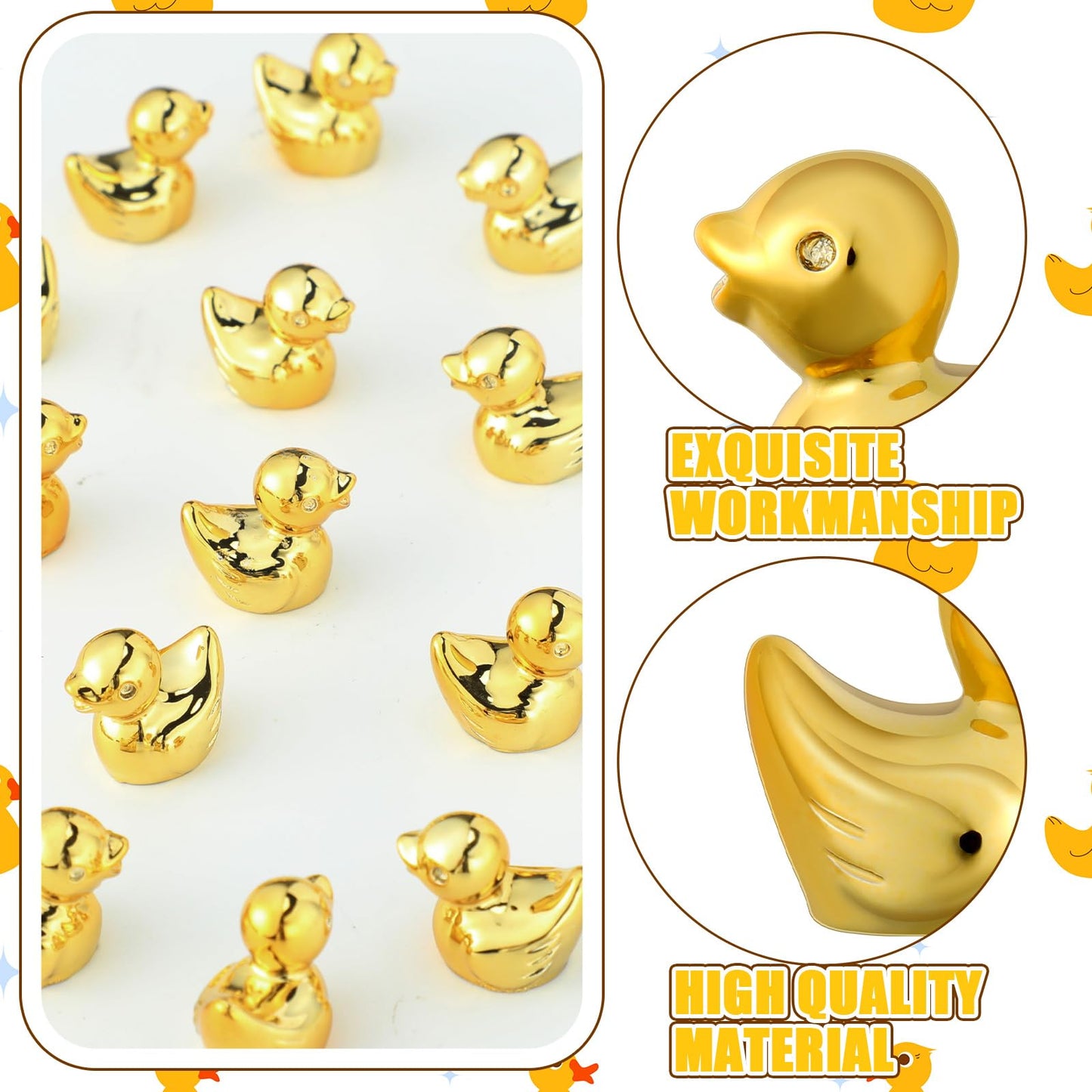 Yaocom 150 Pcs Mini Golden Duck Figurines – DIY Decor & Party Favors