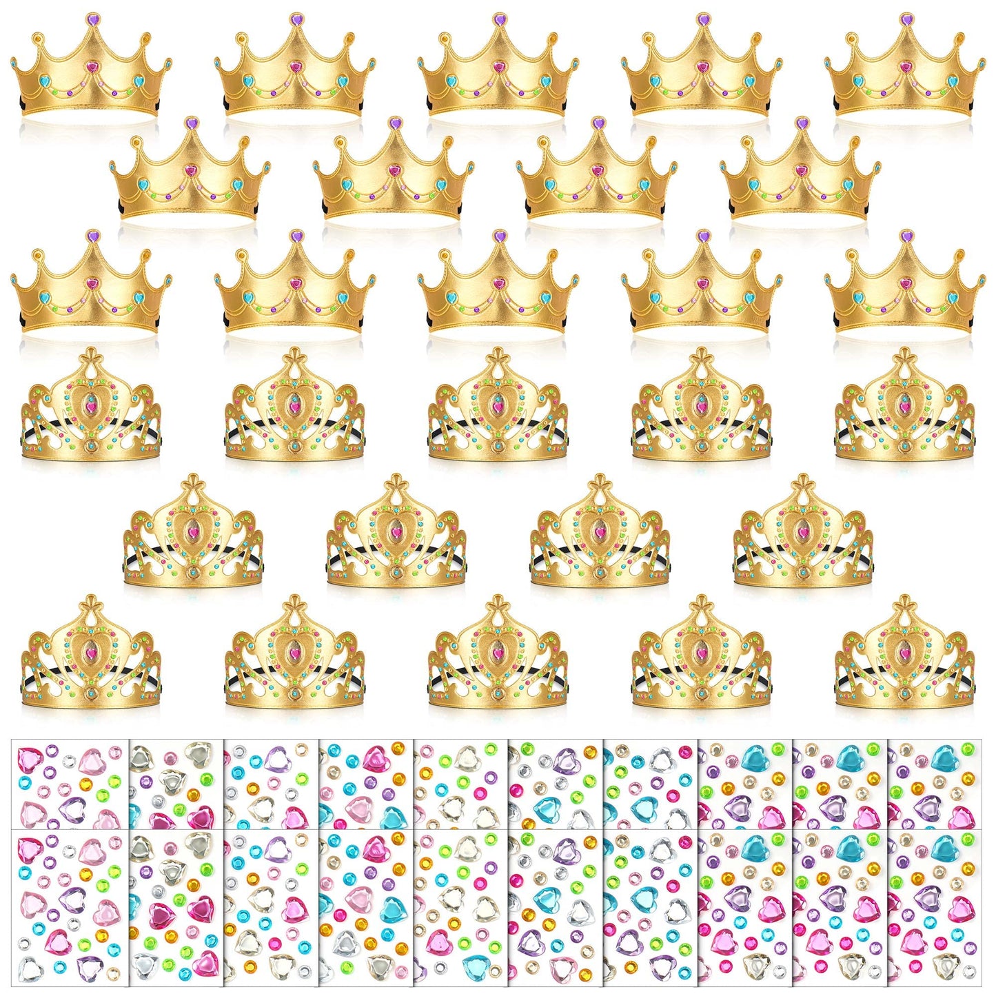 Yaomiao 66-Piece Foam Princess Tiaras DIY Crowns Kit – Gold