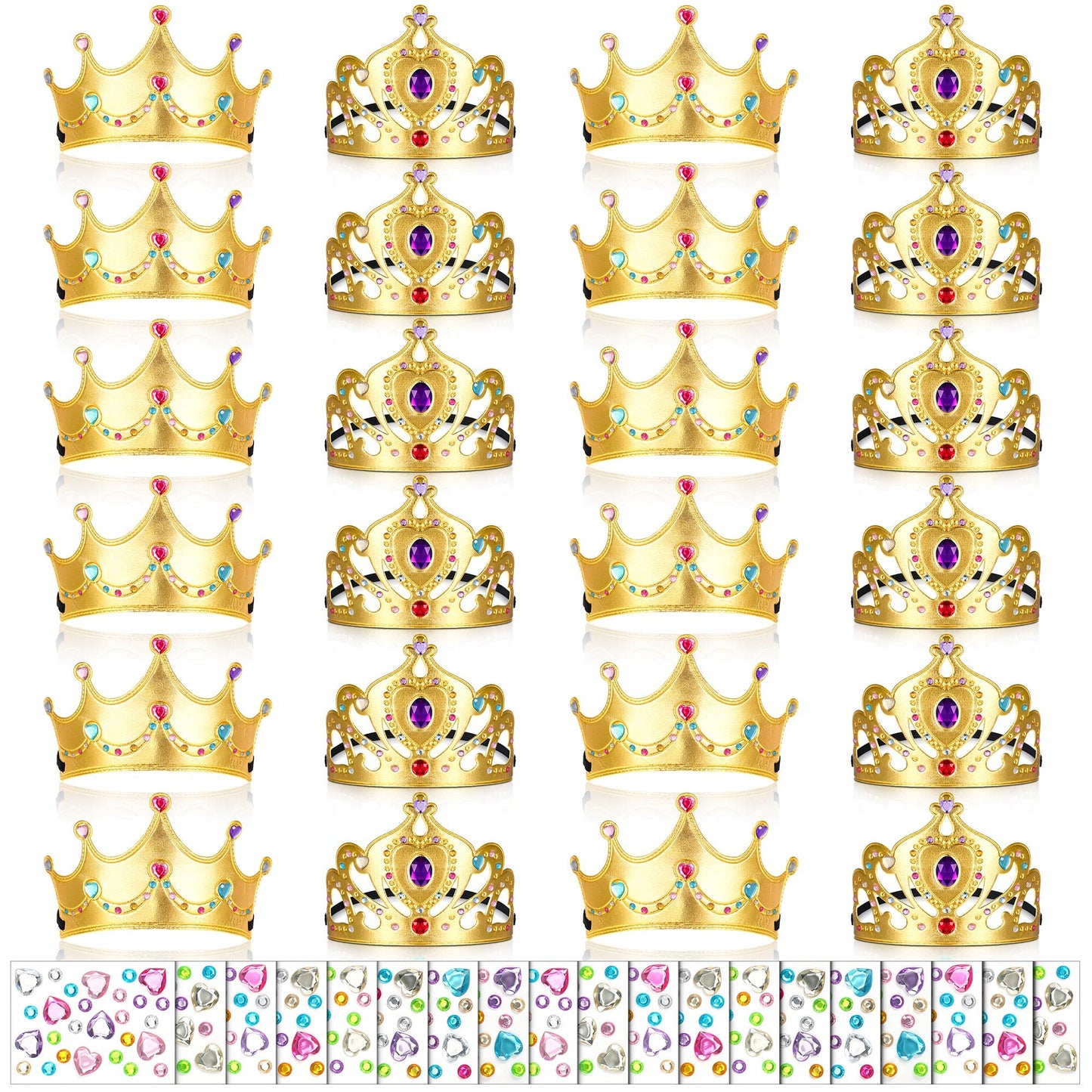 Yaomiao 44 Pcs Birthday Foam Crowns for Kids – DIY Crown Kit with Diamond Stickers