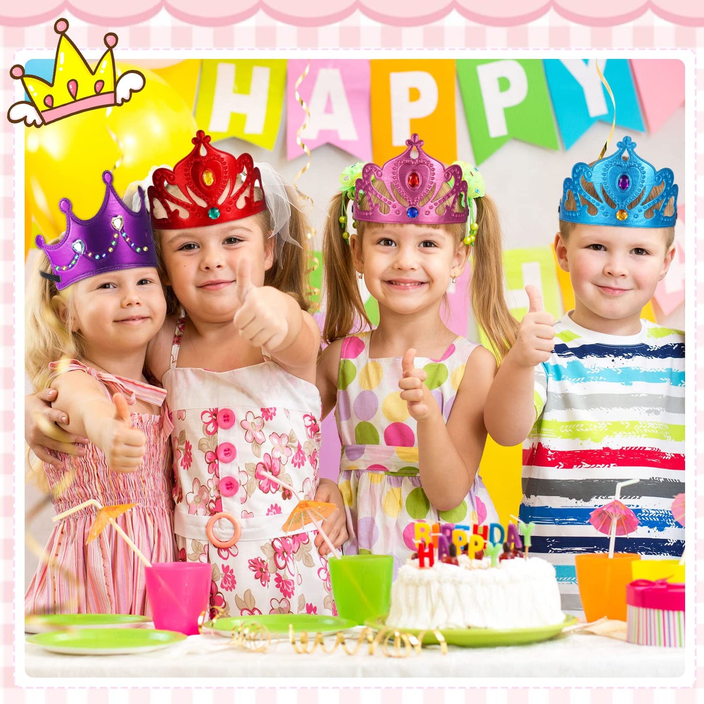 Yaomiao 44 Pcs Birthday Foam Crowns for Kids – DIY Princess Tiaras & Diamond Sticker Kit (Cute Style)