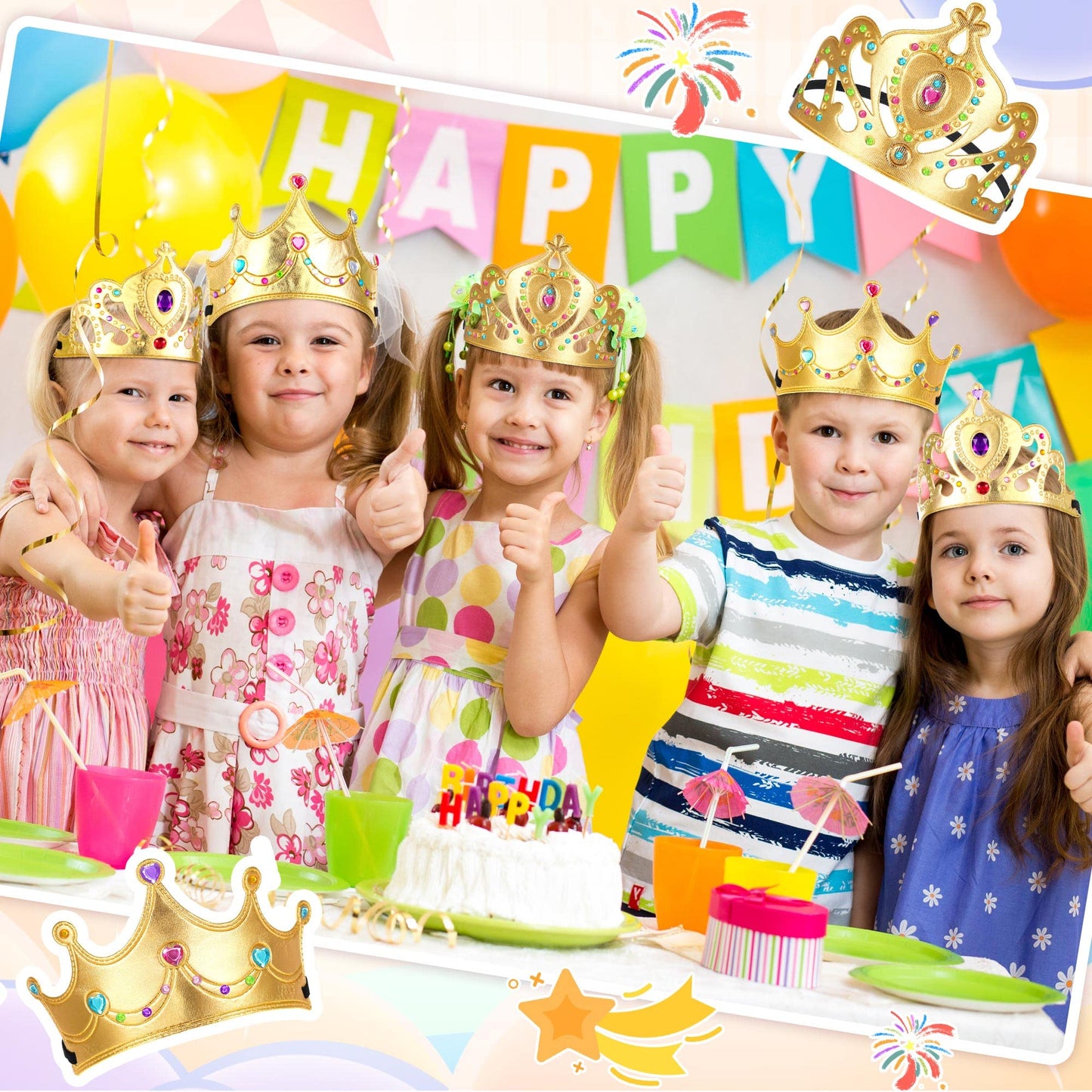 Yaomiao 66-Piece Foam Princess Tiaras DIY Crowns Kit – Gold
