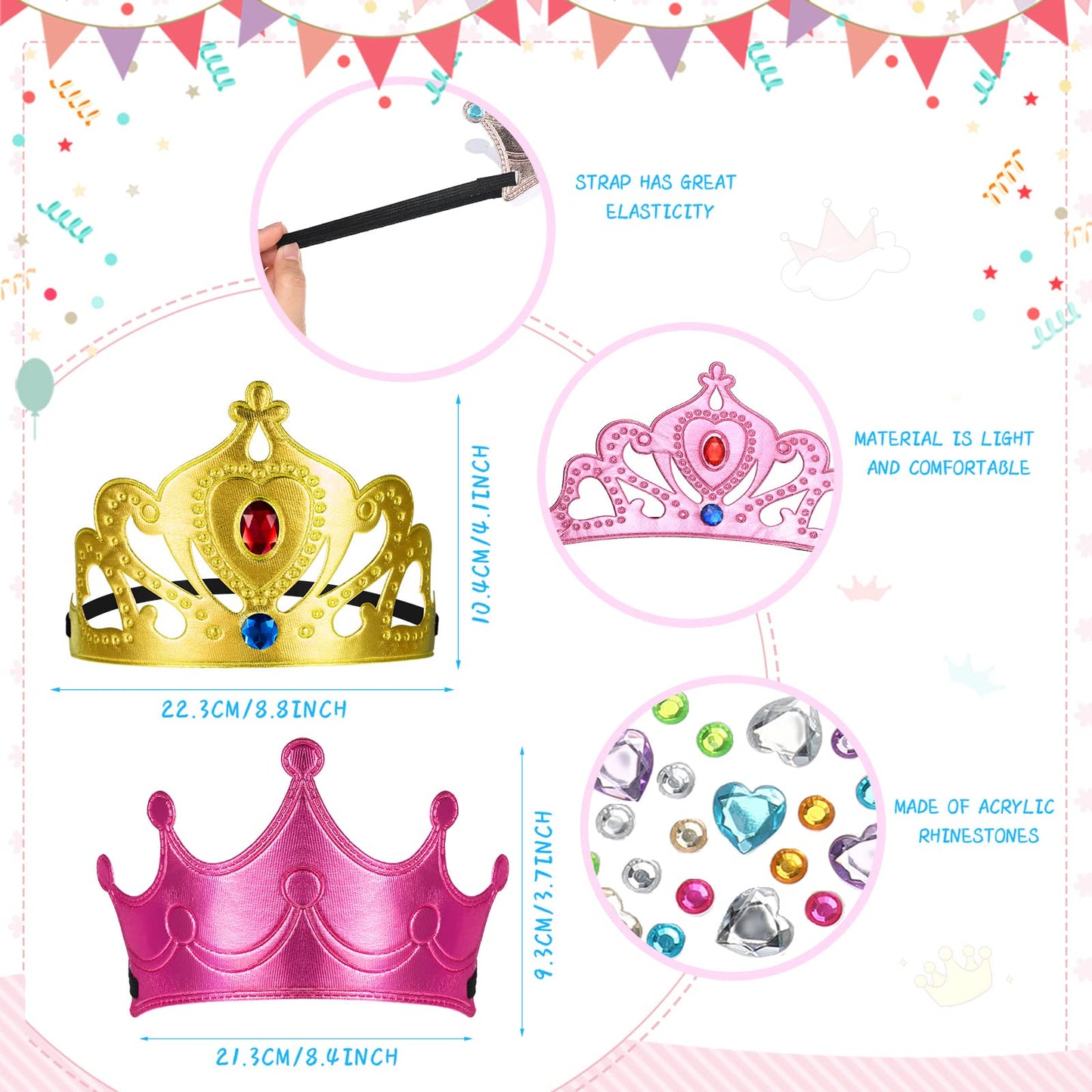 Yaomiao 66 Pieces Foam Princess Tiaras – DIY Crowns for Kids Parties & Craft Favors