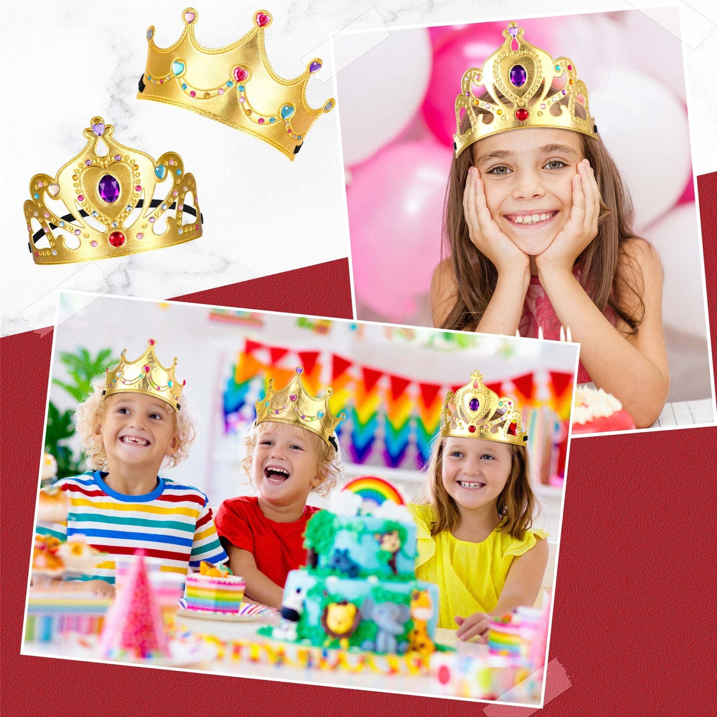Yaomiao 44 Pcs Birthday Foam Crowns for Kids – DIY Crown Kit with Diamond Stickers
