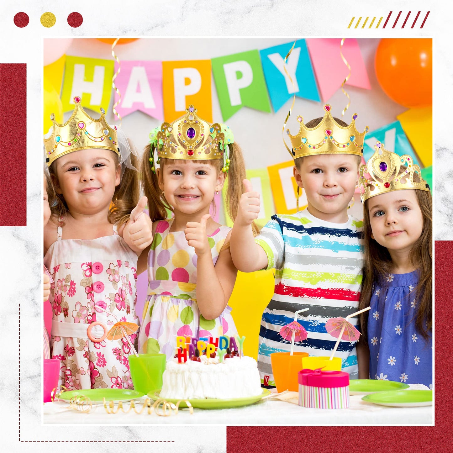 Yaomiao 44 Pcs Birthday Foam Crowns for Kids – DIY Crown Kit with Diamond Stickers