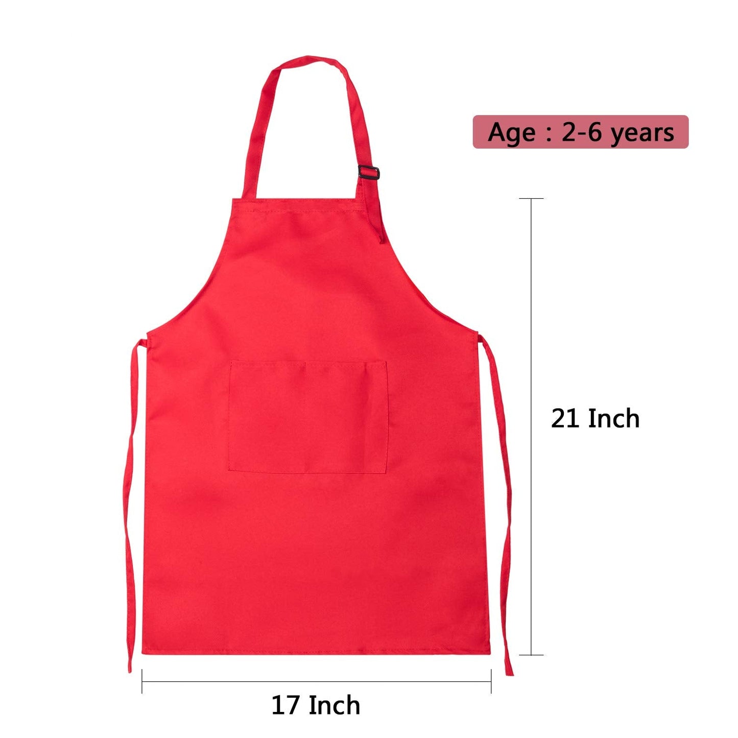 Yaomiao 4 Pack Kids Apron – Adjustable Chef Smock with Pocket (Ages 2–6) – Green, Orange, Red, Blue