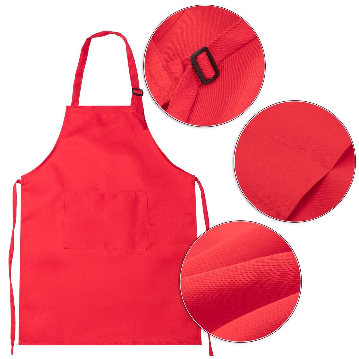 Yaomiao 4 Pack Kids Apron – Adjustable Chef Smock with Pocket (Ages 2–6) – Green, Orange, Red, Blue