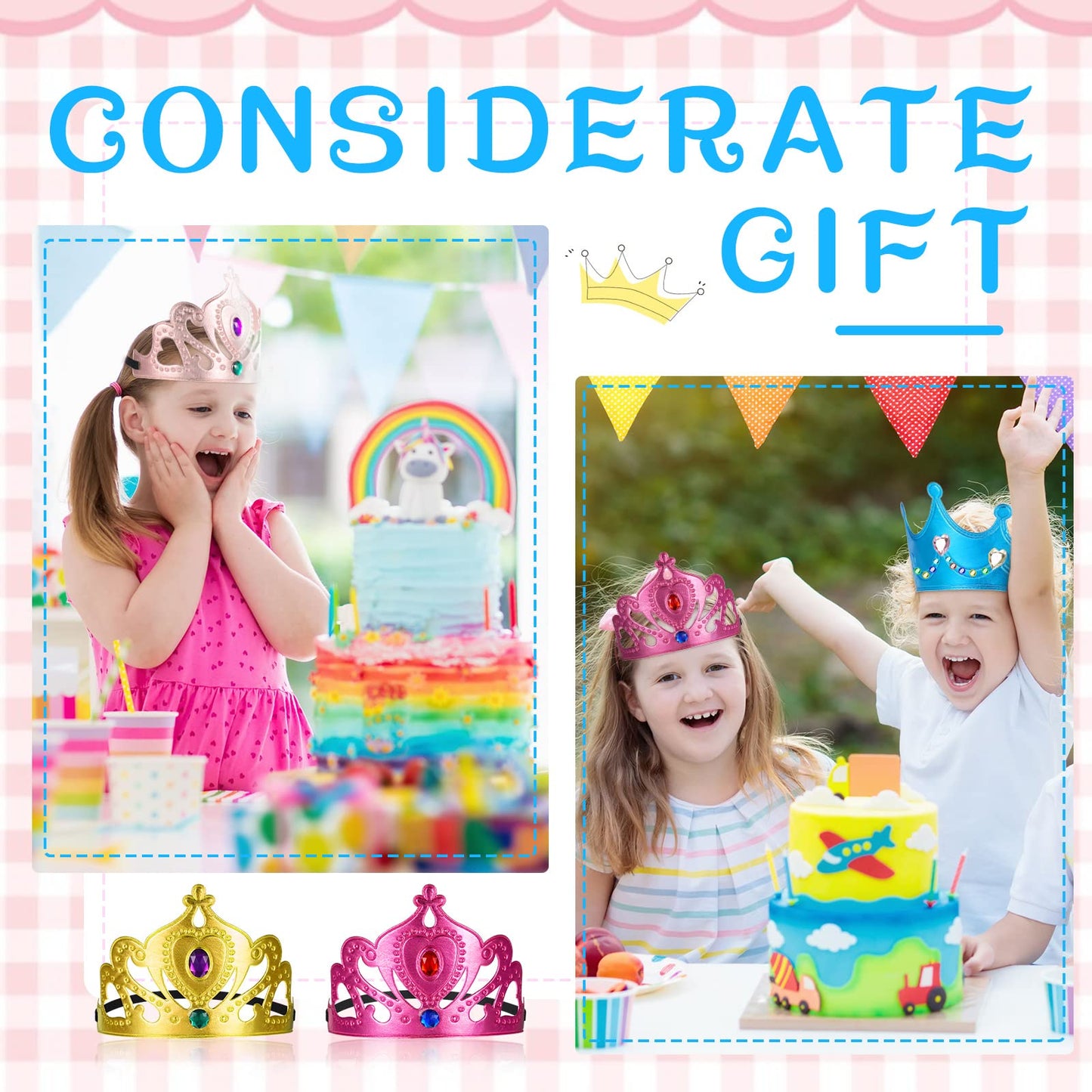 Yaomiao 44 Pcs Birthday Foam Crowns for Kids – DIY Princess Tiaras & Diamond Sticker Kit (Cute Style)
