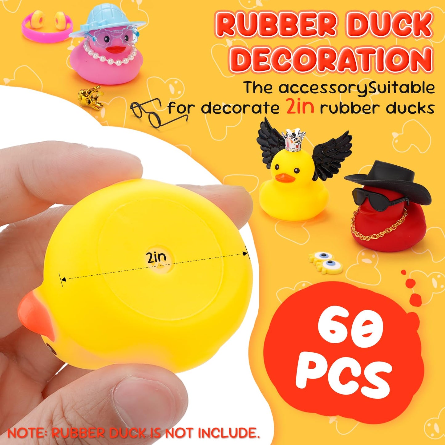 YAORISE 58Pcs Cute Rubber Duck Accessories Kit for 2-Inch Ducks – Hats, Glasses & More