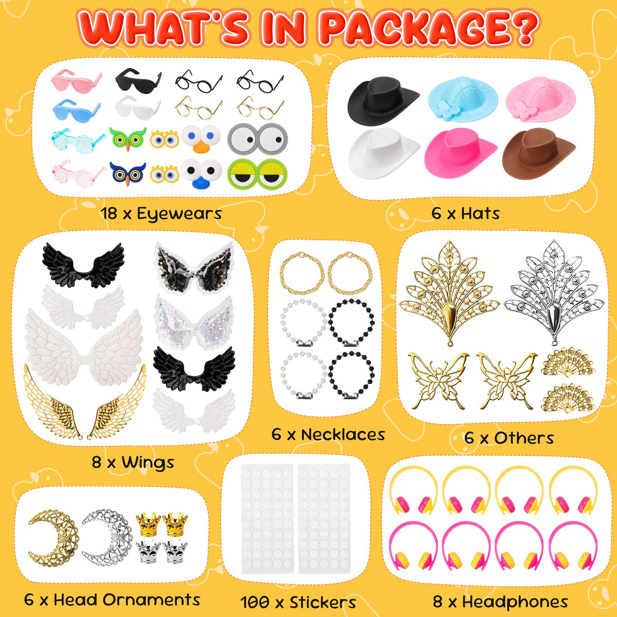 YAORISE 58Pcs Cute Rubber Duck Accessories Kit for 2-Inch Ducks – Hats, Glasses & More